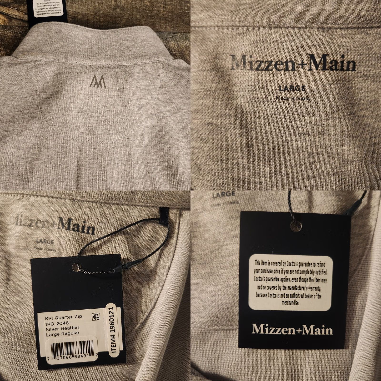 Mizzen+Main Mizzen+Main KPI Quarter Zip Mens Large Heather Gray Silver New with Tags Size US L / EU 52-54 / 3 - 8 Thumbnail