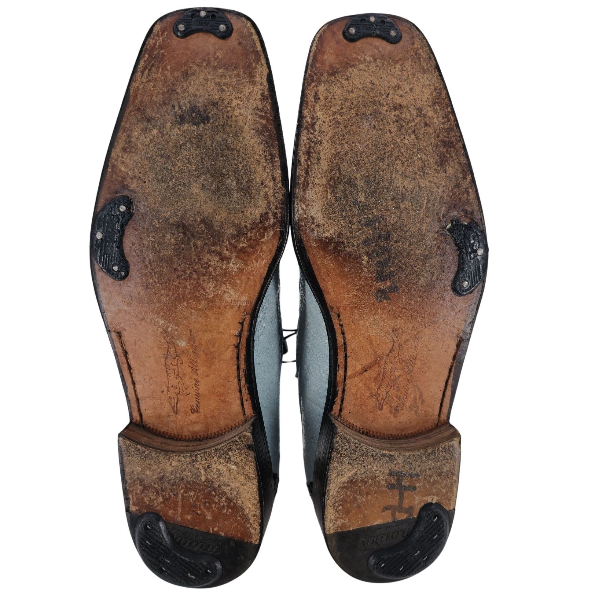 Mauri Vintage Mauri Exotic Alligator Ostrich Navy Blue Dress Shoes Size US 12 / EU 45 - 3 Thumbnail