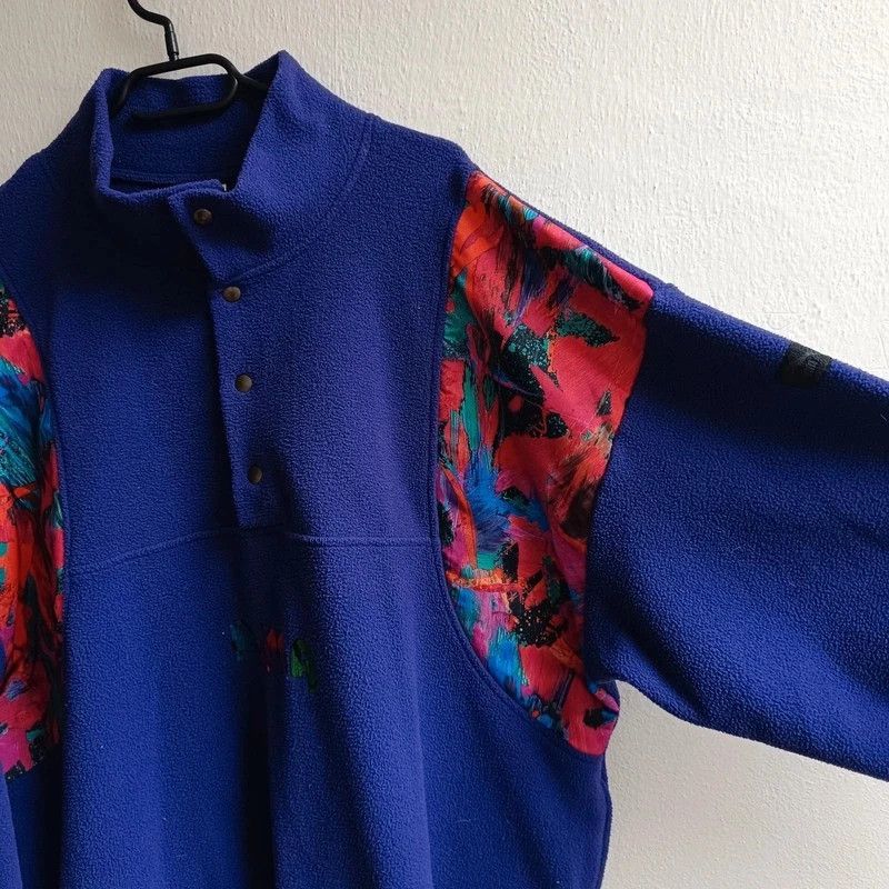 Puma Vintage 80s Puma Purple Fleece Jacket Crazy Pattern Aztec M Size US M / EU 48-50 / 2 - 2 Thumbnail