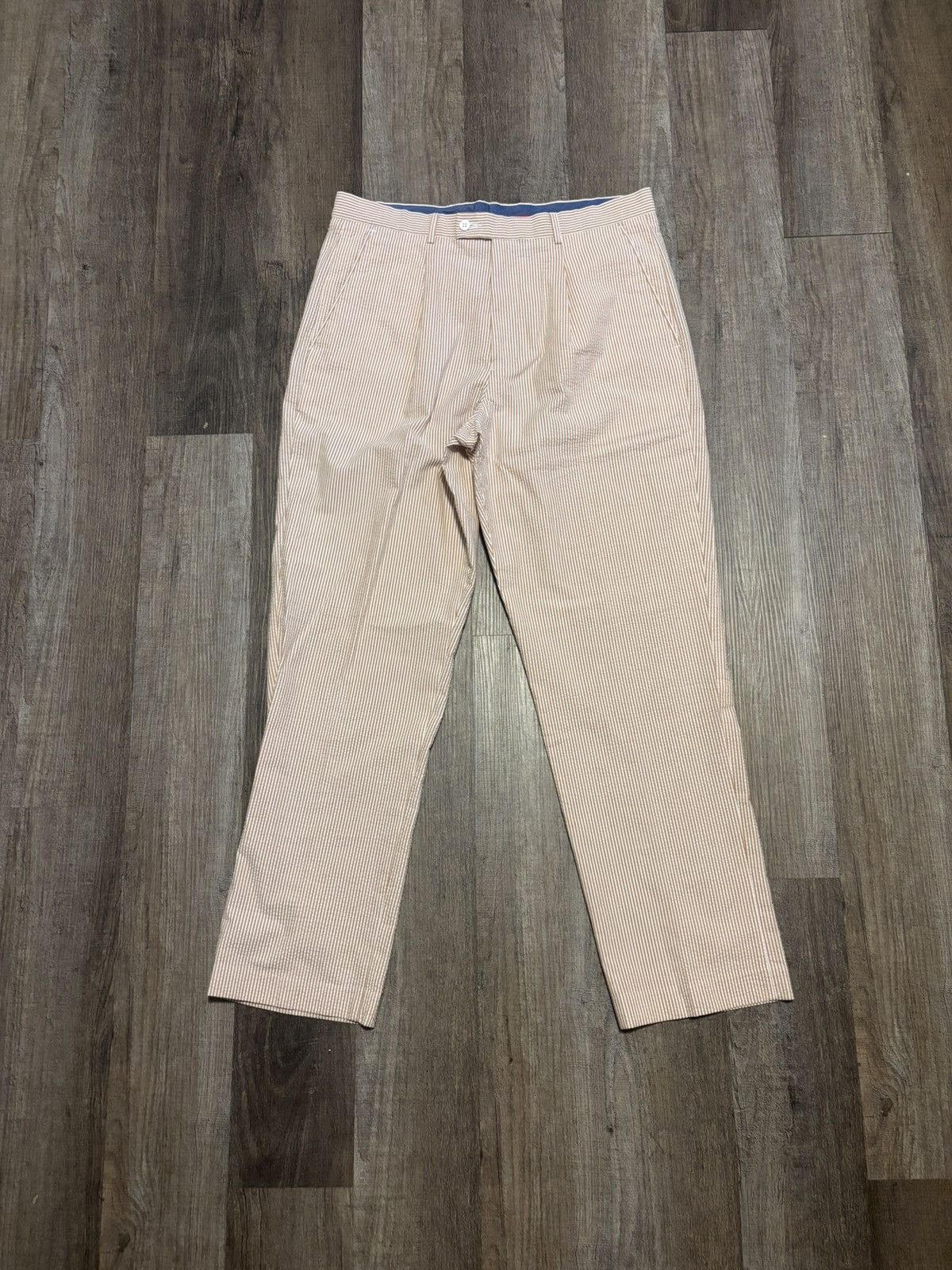 Other Linea Uomo Seersucker Dress Pants Peach White Size US 36 / EU 52 - 1 Thumbnail