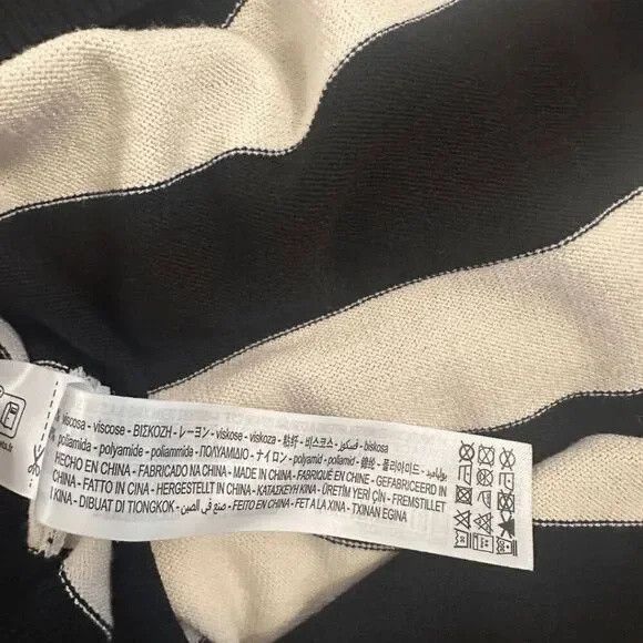 Zara Zara Womens Black Cream Striped Long Sleeve Crew Neck Midi Size M / US 6-8 / IT 42-44 - 4 Thumbnail