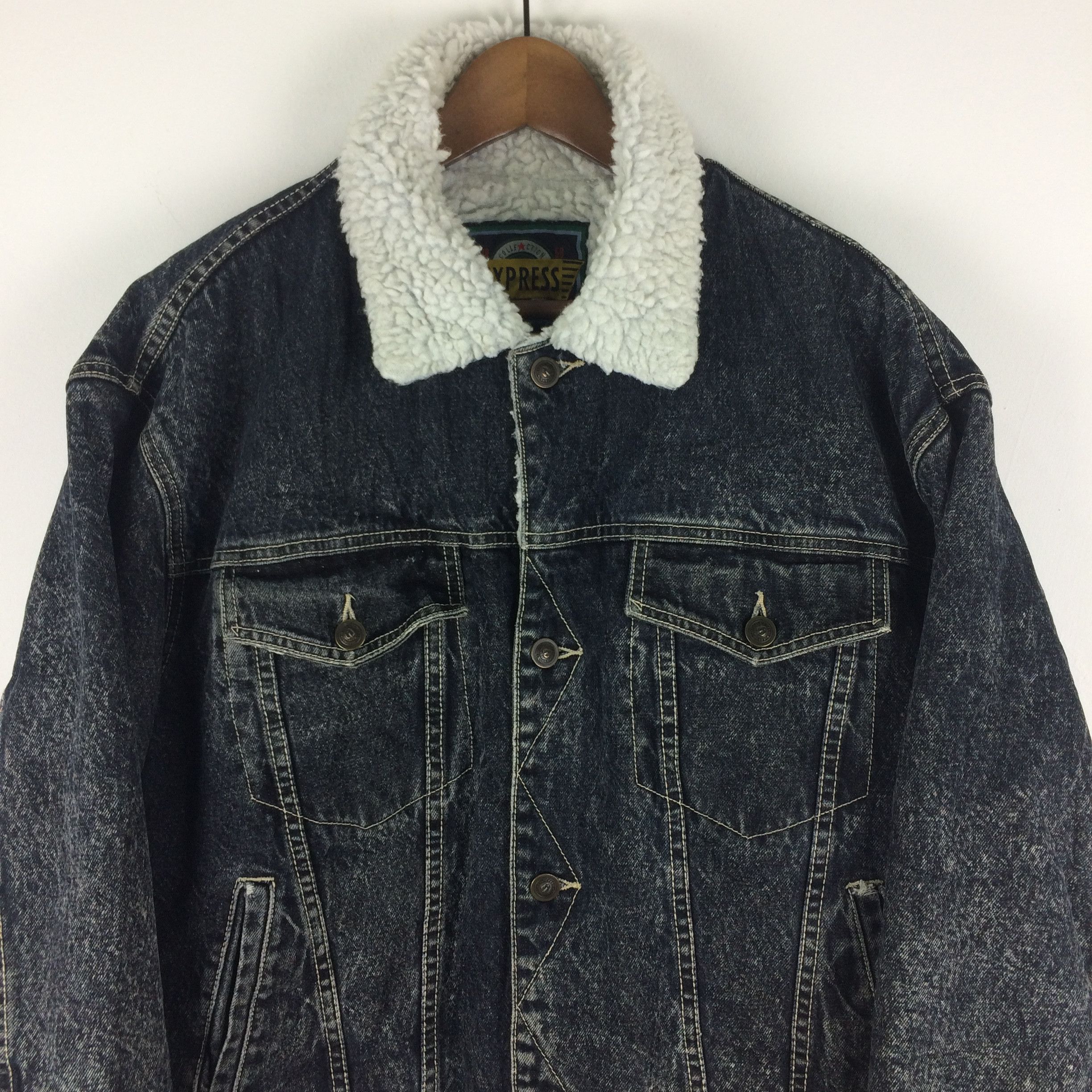 Vintage Z1 VTG EXPRESS HEAD COLLECTION SHERPA TRUCKER DENIM JACKET Size US XL / EU 56 / 4 - 3 Thumbnail