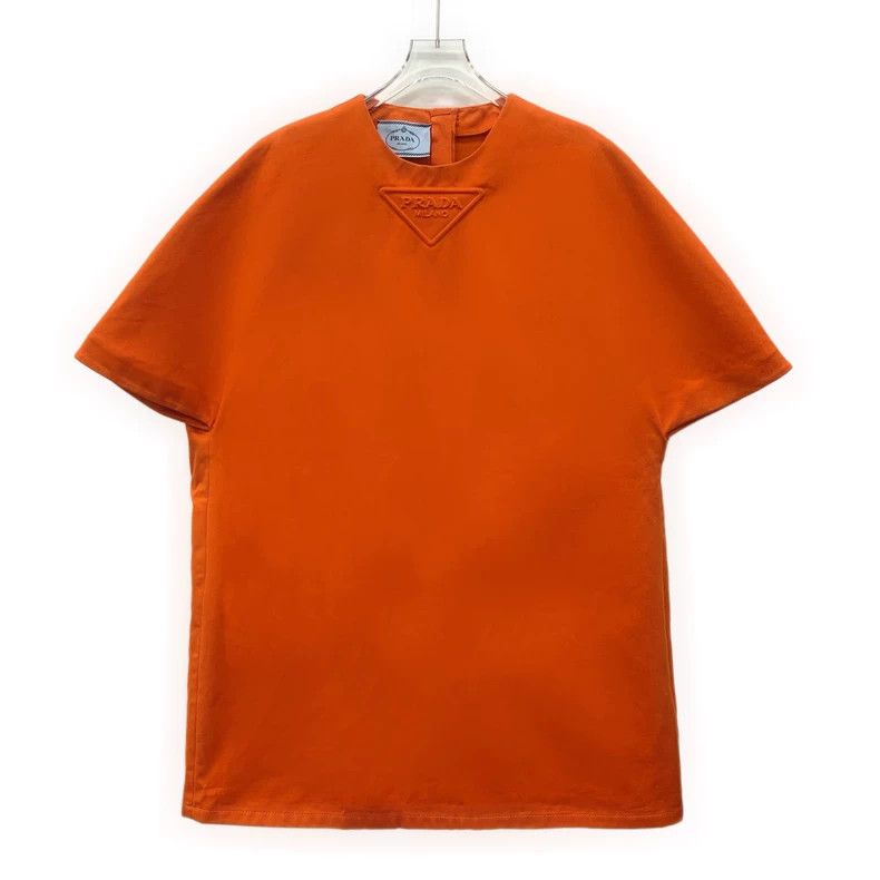 Prada Prada Size36 Orange triangle embossed cotton round-neck sho Size US XXS / EU 40 - 1 Thumbnail