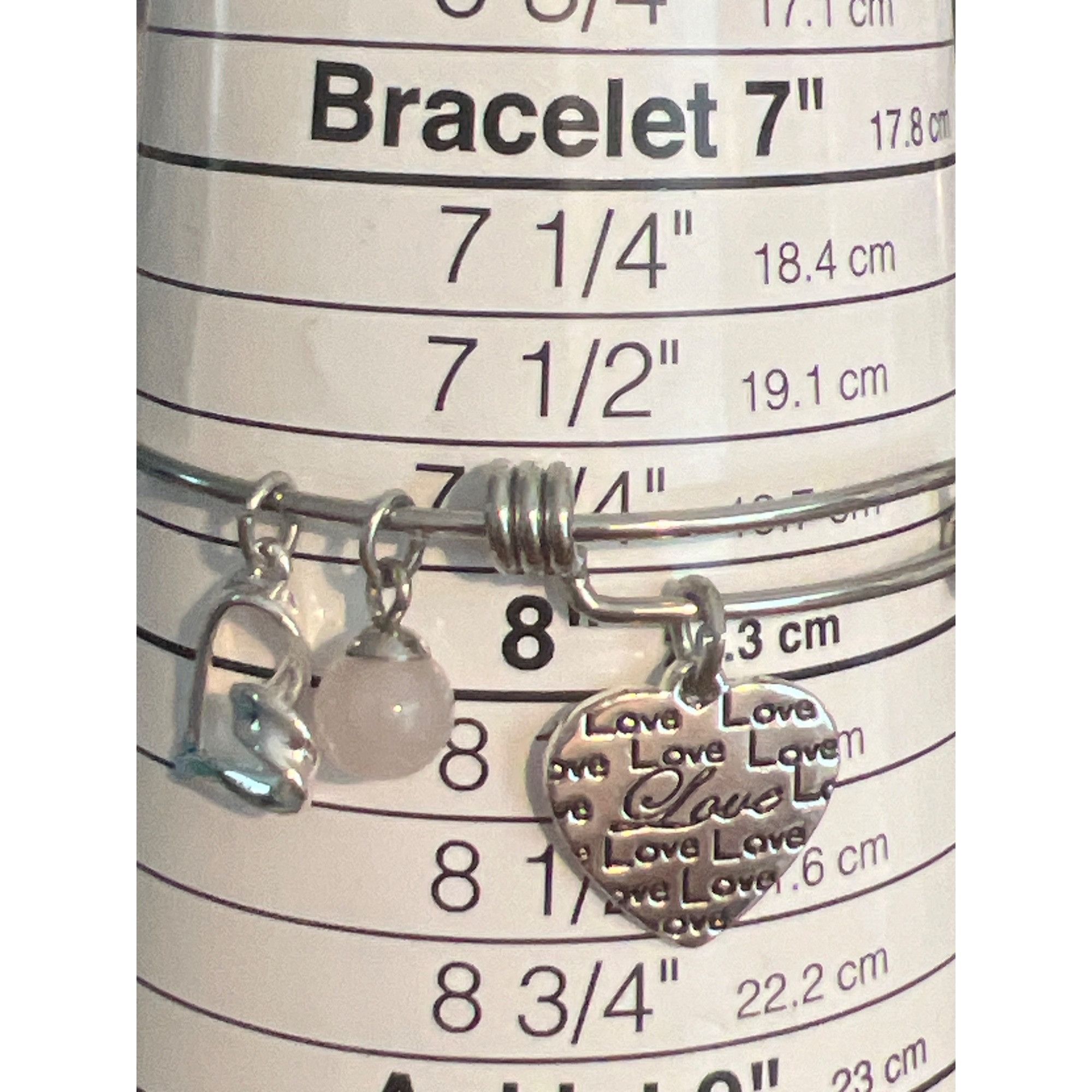 Other Unwritten Silver Tone Love Heart Charm Bangle Bracelet Rose Size ONE SIZE - 5 Thumbnail