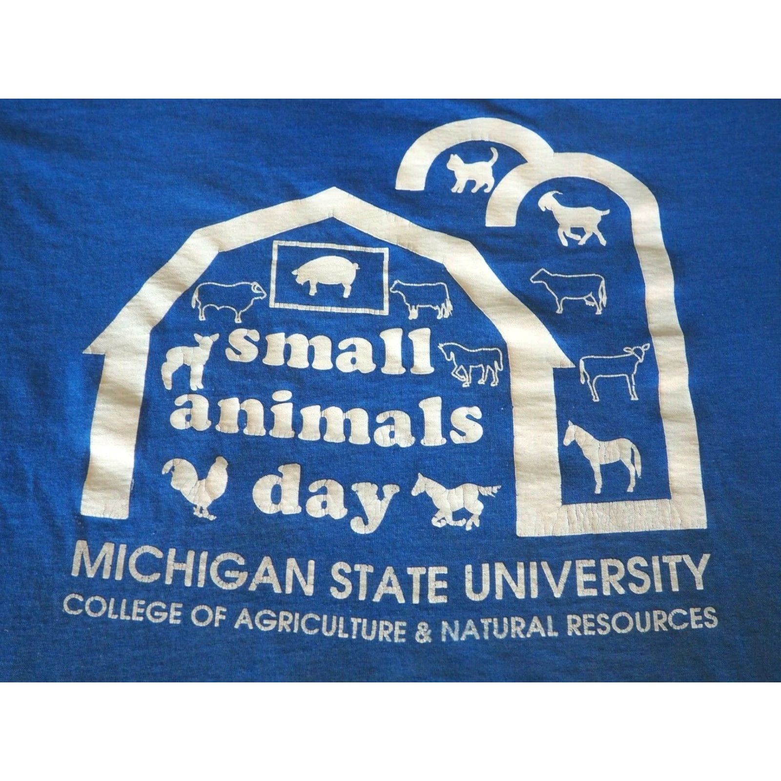 Vintage VTG 80s 90s Michigan State Agriculture Studies Animals Farm Blue LS Tee Shirt XL Men/Womens Unbranded Graphic Cotton Blend Size US XL / EU 56 / 4 - 3 Thumbnail