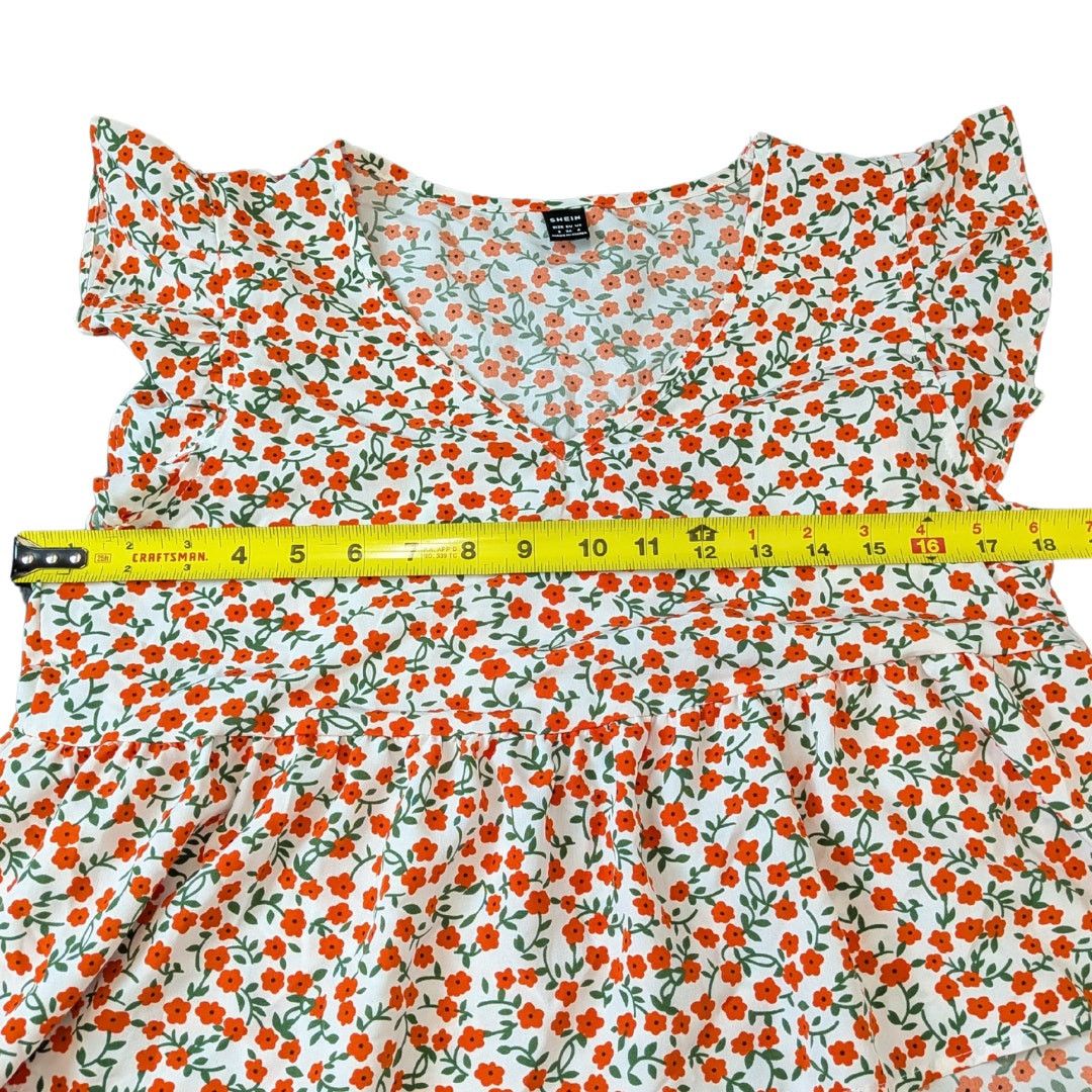 Shein Floral Patterned Blouse with Flutter Sleeves | Women's S Size S / US 4 / IT 40 - 5 Thumbnail