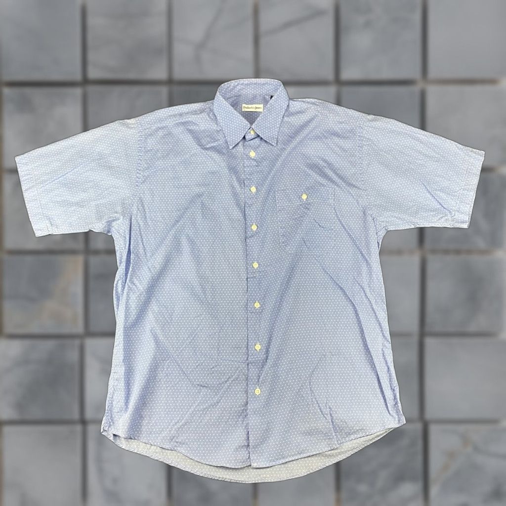 Vintage Bullock & Jones Shirt Mens Large Blue White Dot Short Sleeve Button Up Pocket Size US L / EU 52-54 / 3 - 1 Thumbnail