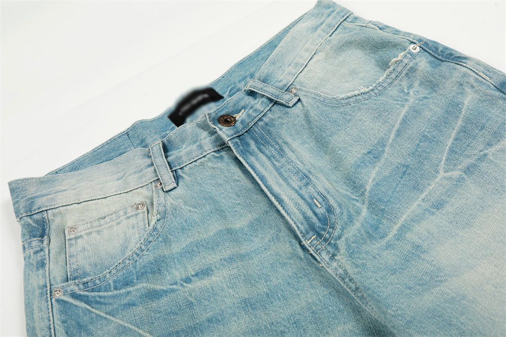 Jean Retro men's wide-leg loose distressed straight washed jeans Size US 32 / EU 48 - 3 Thumbnail