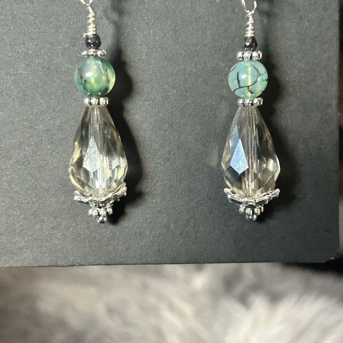 Handmade Handcrafted raindrop faceted rutilated quartz earrings Size ONE SIZE - 4 Thumbnail