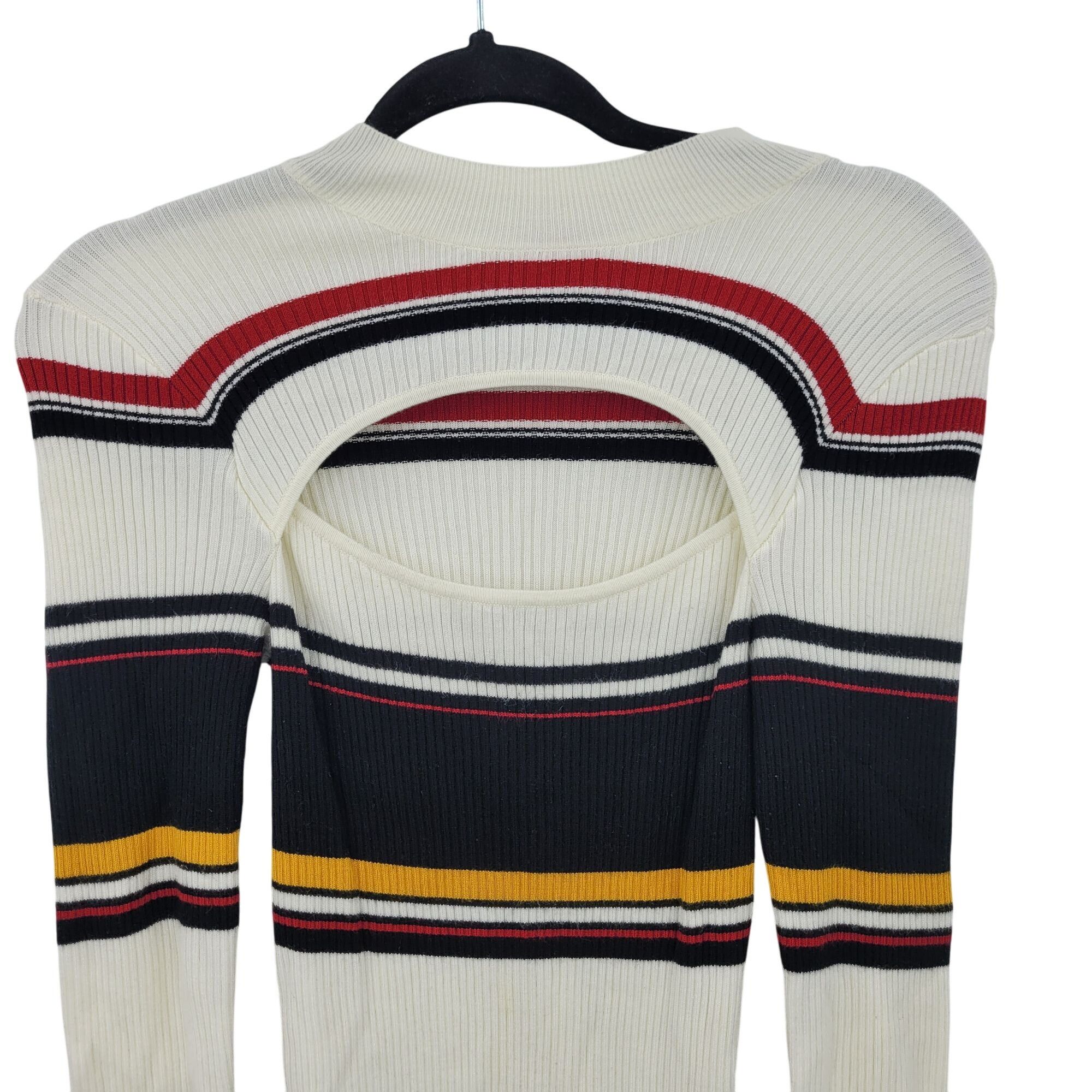 Guess Vtg 90s Guess Womens White Striped Ribbed Knit Sweater Sz M Size M / US 6-8 / IT 42-44 - 4 Thumbnail