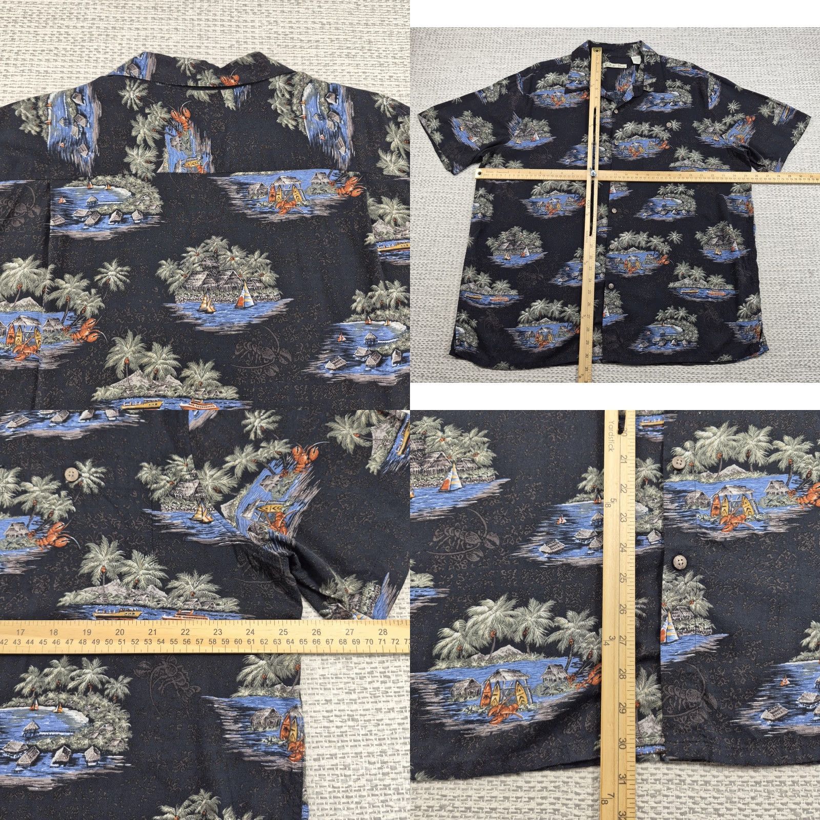 ALOHAS Batik Bay Shirt Mens XL Button-Up Black Multicolor Tropical Island Print Rayon Shirt Size US XL / EU 56 / 4 - 8 Thumbnail