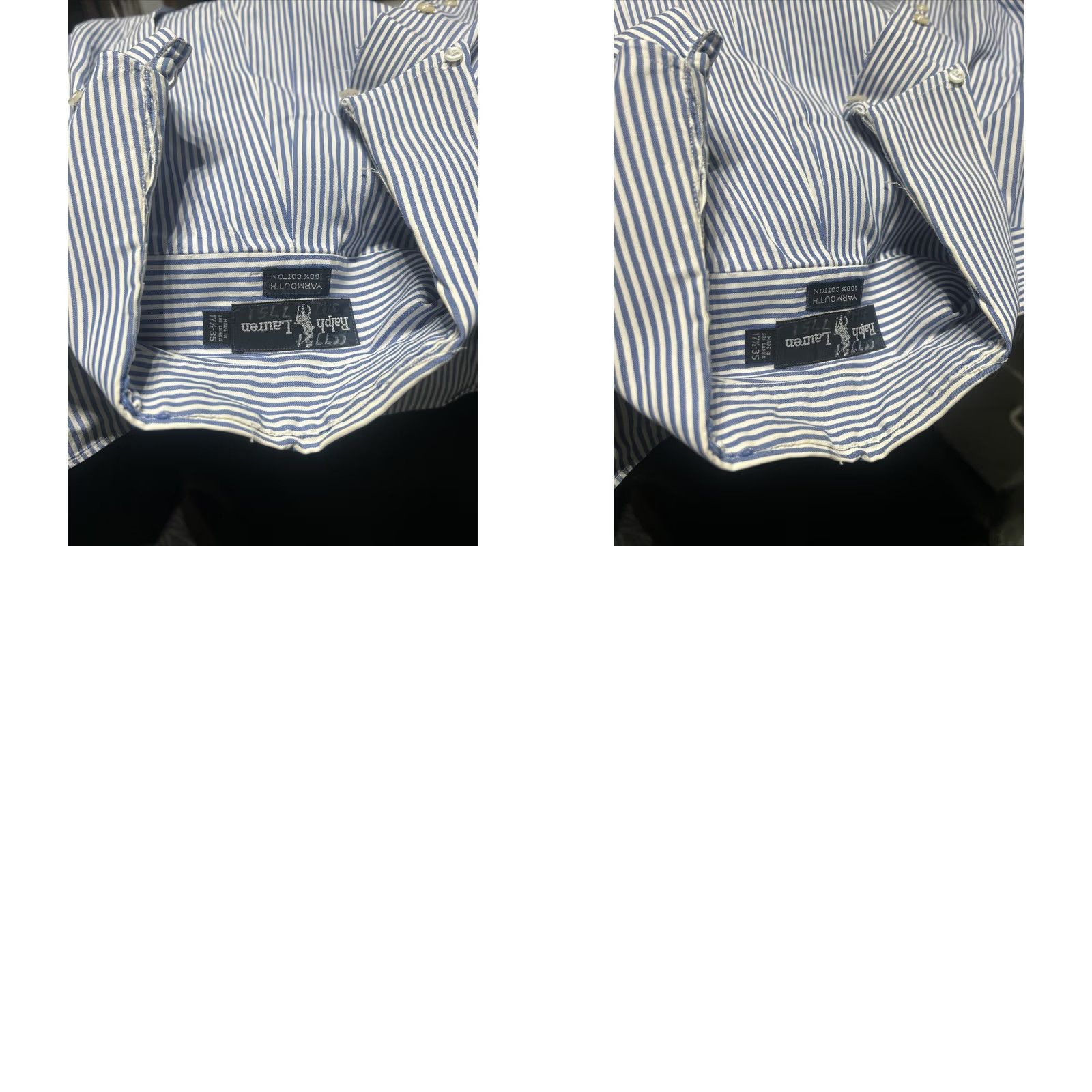 Ralph Lauren VINTAGE Ralph Lauren Yarmouth Shirt Mens 17.5x35 Oxford Button-Up Blue White Striped 90s Collegiate Size 48R - 10 Thumbnail
