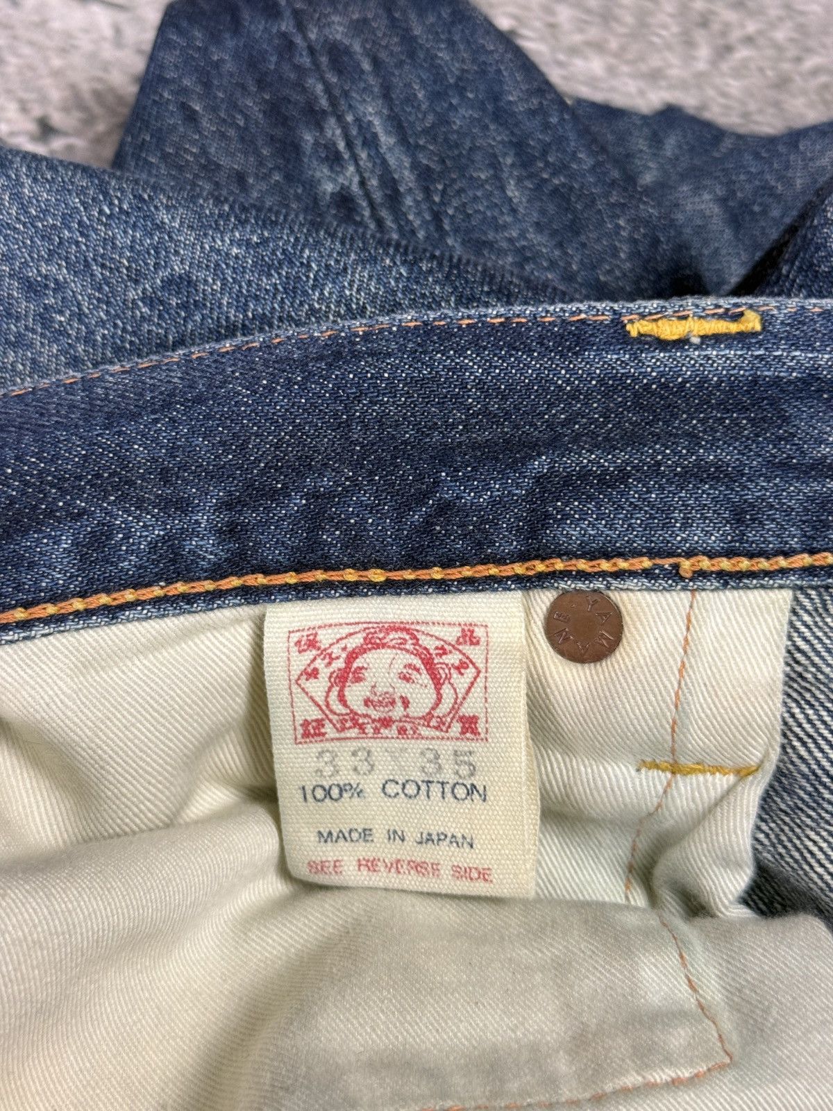 Evisu Evisu jeans white daicock big logo blue selvedge denim Size US 33 - 11 Thumbnail