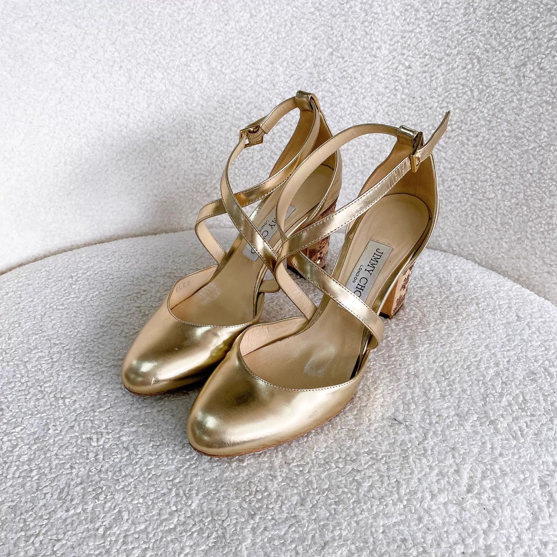 Jimmy Choo Jimmy Choo gold heeled sandals 38 EUR Size US 7.5 / IT 37.5 - 1 Thumbnail