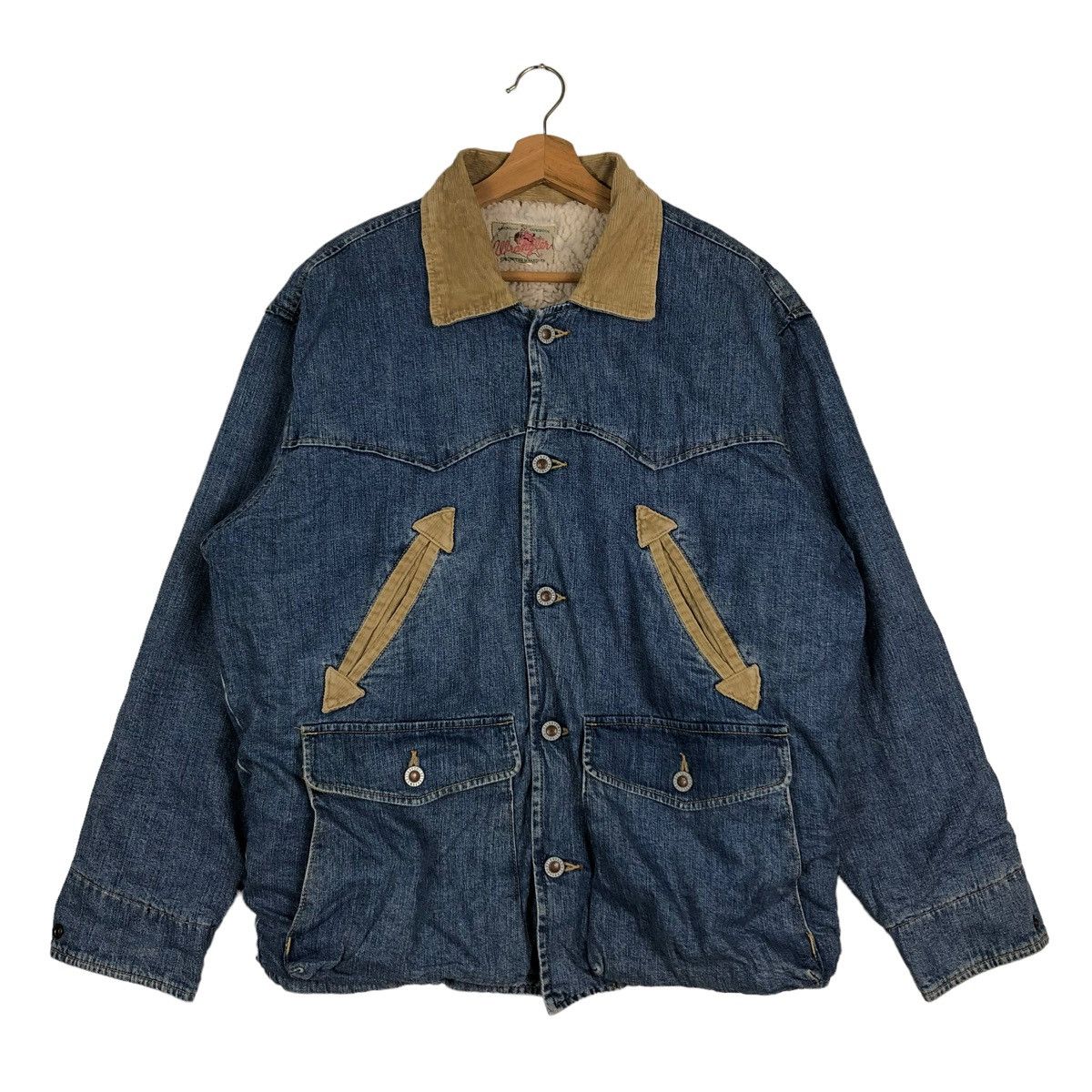 Japanese Brand 🔥90’s Vintage Trucker Denim Jacket Wrangler Blanket Lining Size US L / EU 52-54 / 3 - 1 Thumbnail