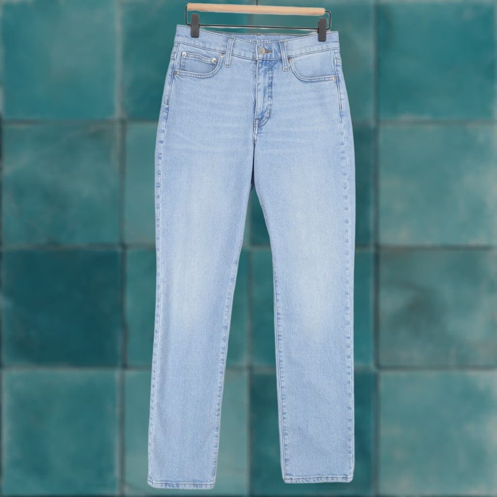 J.Crew J.CREW Jeans Straight 26 31in Light Wash Blue High Rise Stretch Womens, 5-Pocket, Zip, Denim, Regular, Tall Size 26" / US 2 / IT 38 - 1 Thumbnail