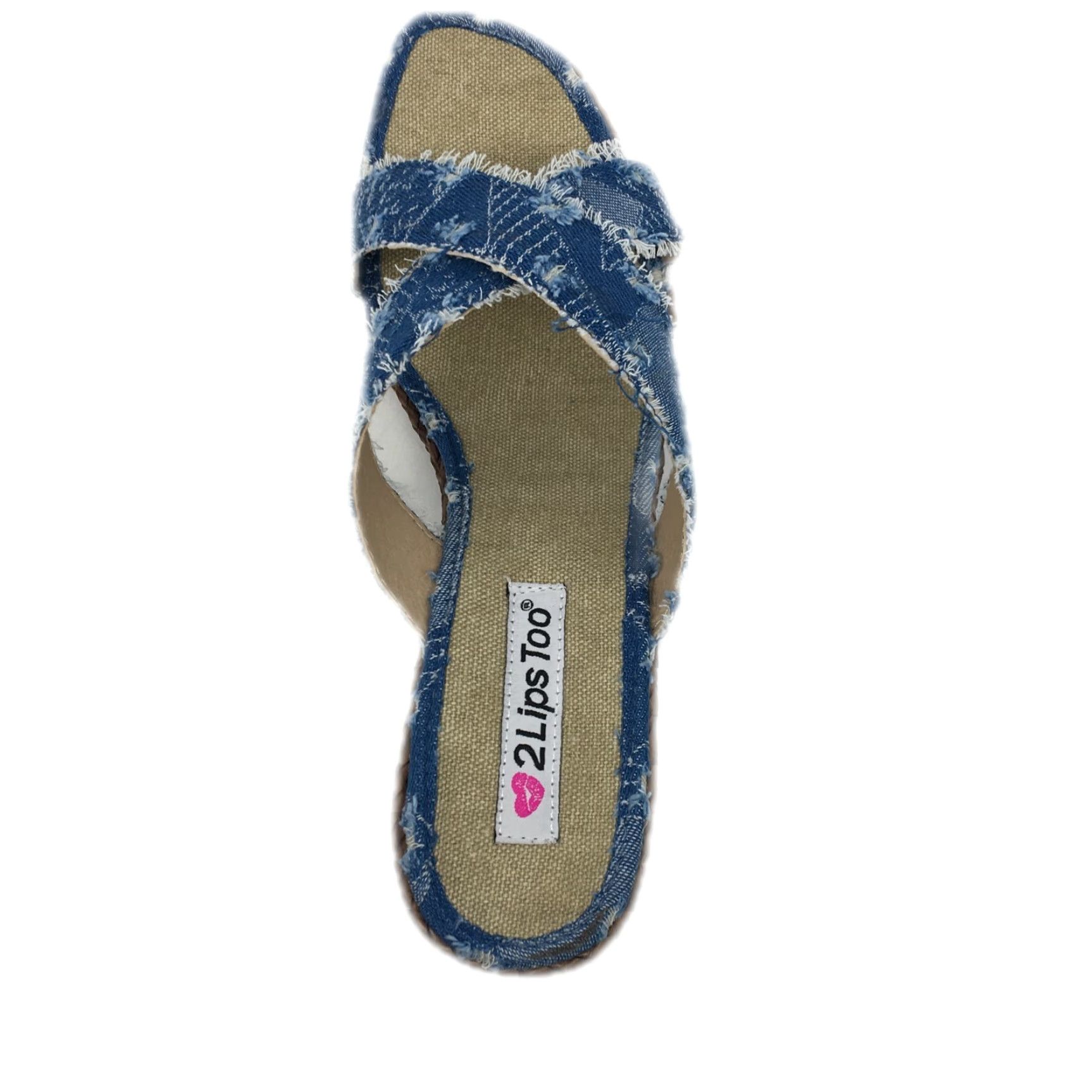 Vintage 2 Lips Too Womens Too Wisk Wedge Heel Slip On Casual Blue Sandals 11M Size US 11 / IT 41 - 4 Thumbnail