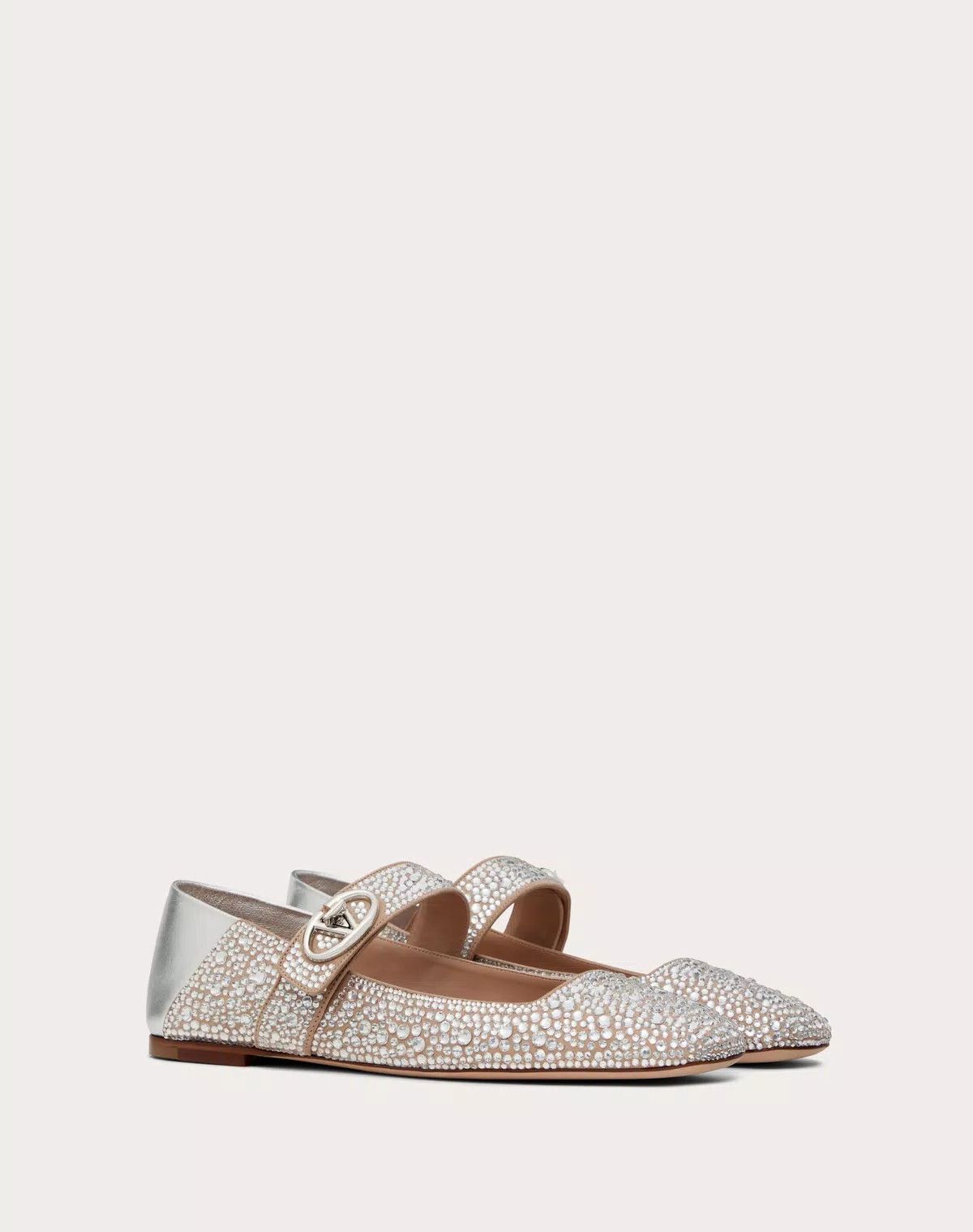 Valentino o1s1wg110625 Vlogo Locker Mary Jane Ballerina in Silver Size US 6 / IT 36 - 2 Thumbnail