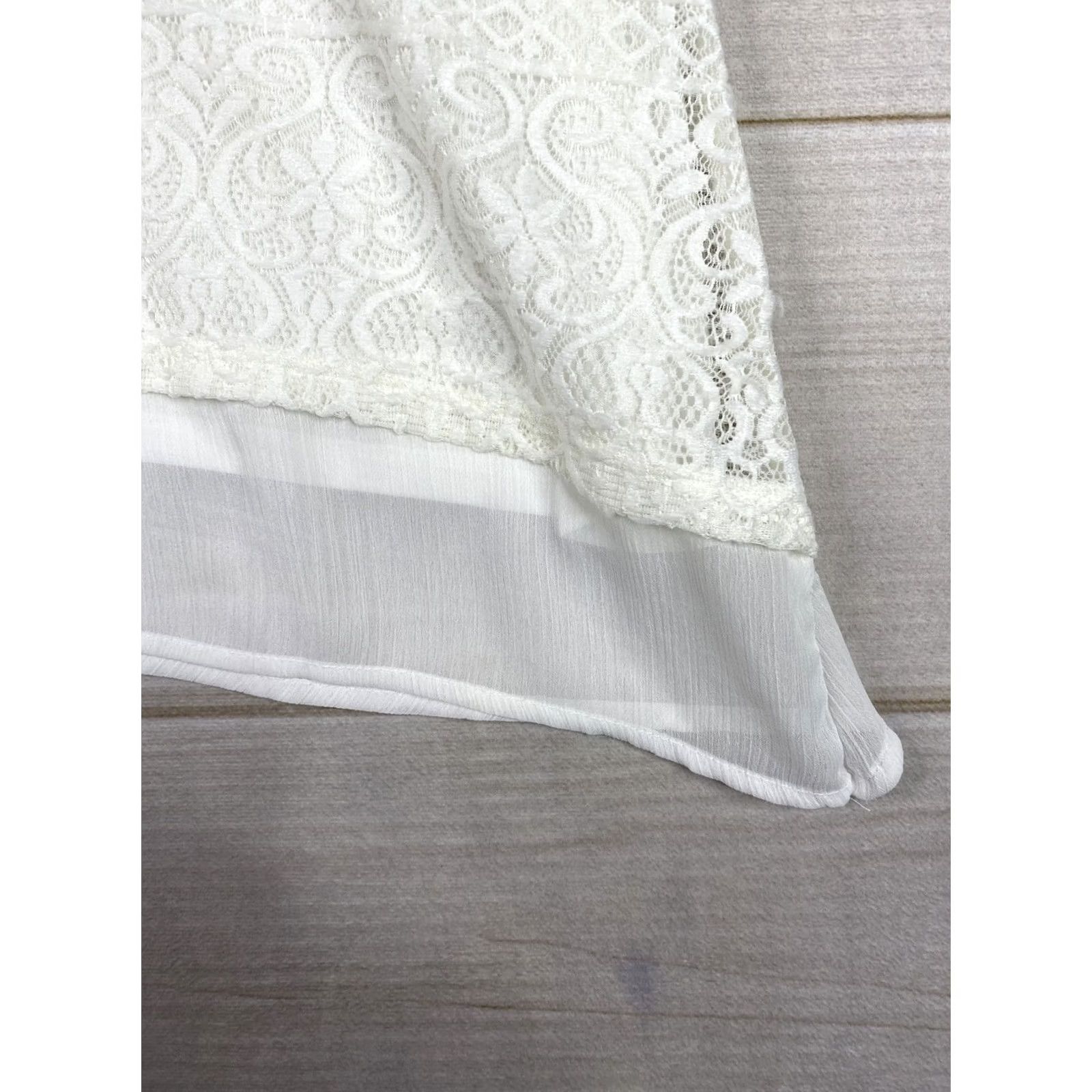 JM Collection JM Collection White Lace Studded Scoop Neck 3/4 Sleeve Blouse M Womens Regular Size Stretch Knit Top Size M / US 6-8 / IT 42-44 - 5 Thumbnail