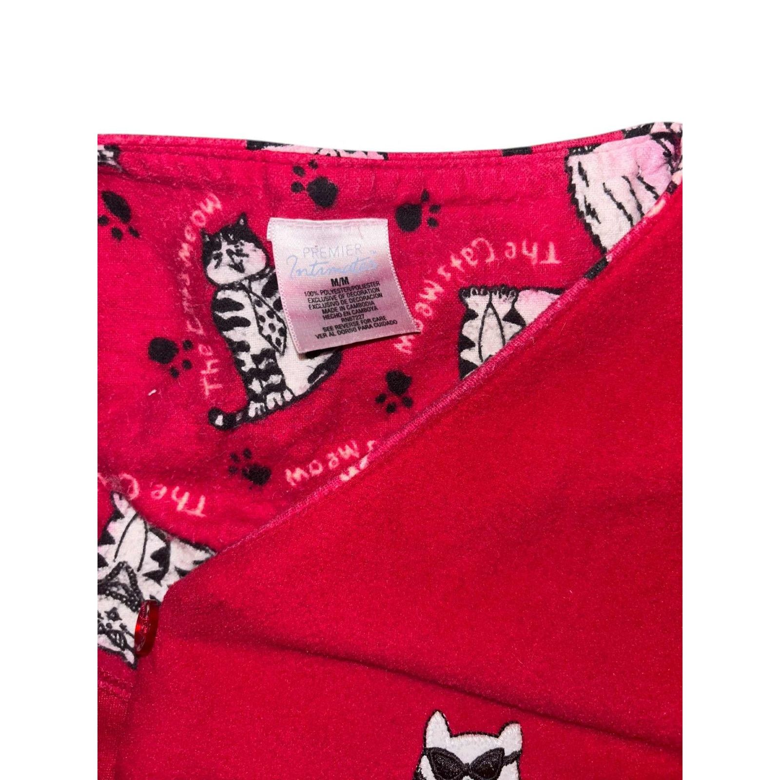 Other The Cat’s Meow Red Button Up Fleece Cardigan Sweater Top MD Size M / US 6-8 / IT 42-44 - 4 Thumbnail