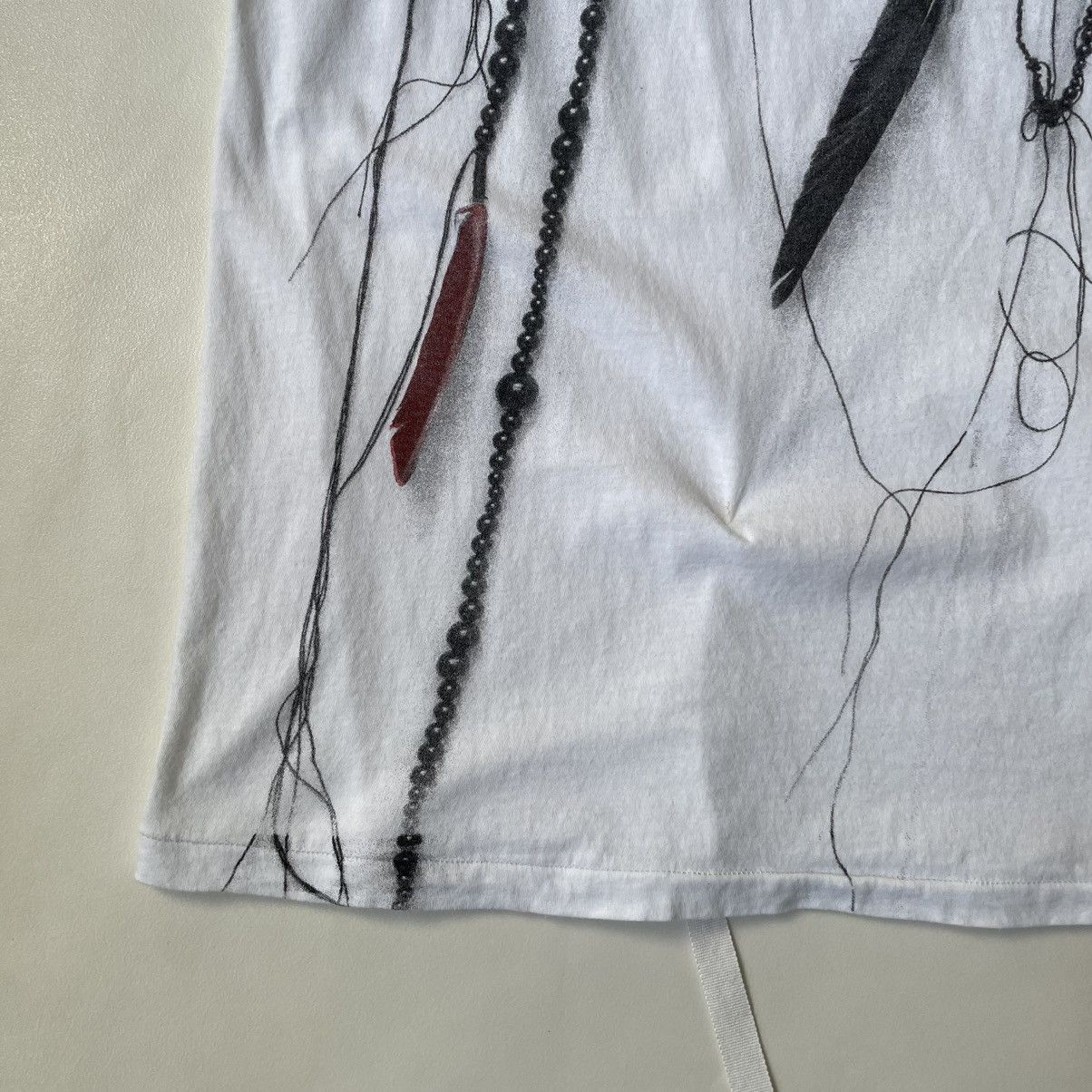 Ann Demeulemeester ‘Feather Necklace Print’ Tie Strap Vest Size M / US 6-8 / IT 42-44 - 10 Thumbnail