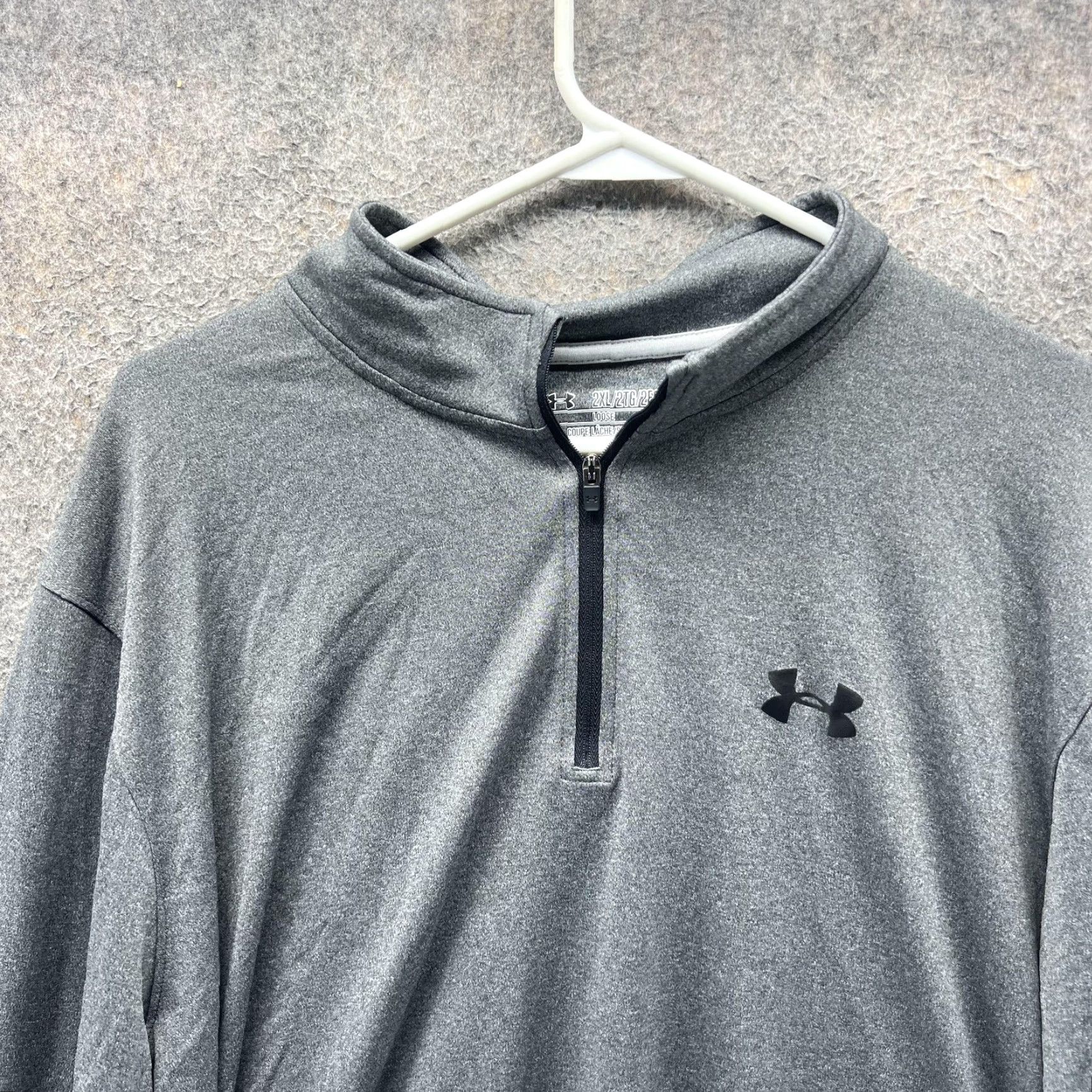 Under Armour Under Armour Shirt Mens 2XL Gray HeatGear 1/4 Zip Pullover Loose Fit Long Sleeve Mock Neck Athletic Gym Training Womens? Size US XXL / EU 58 / 5 - 7 Thumbnail