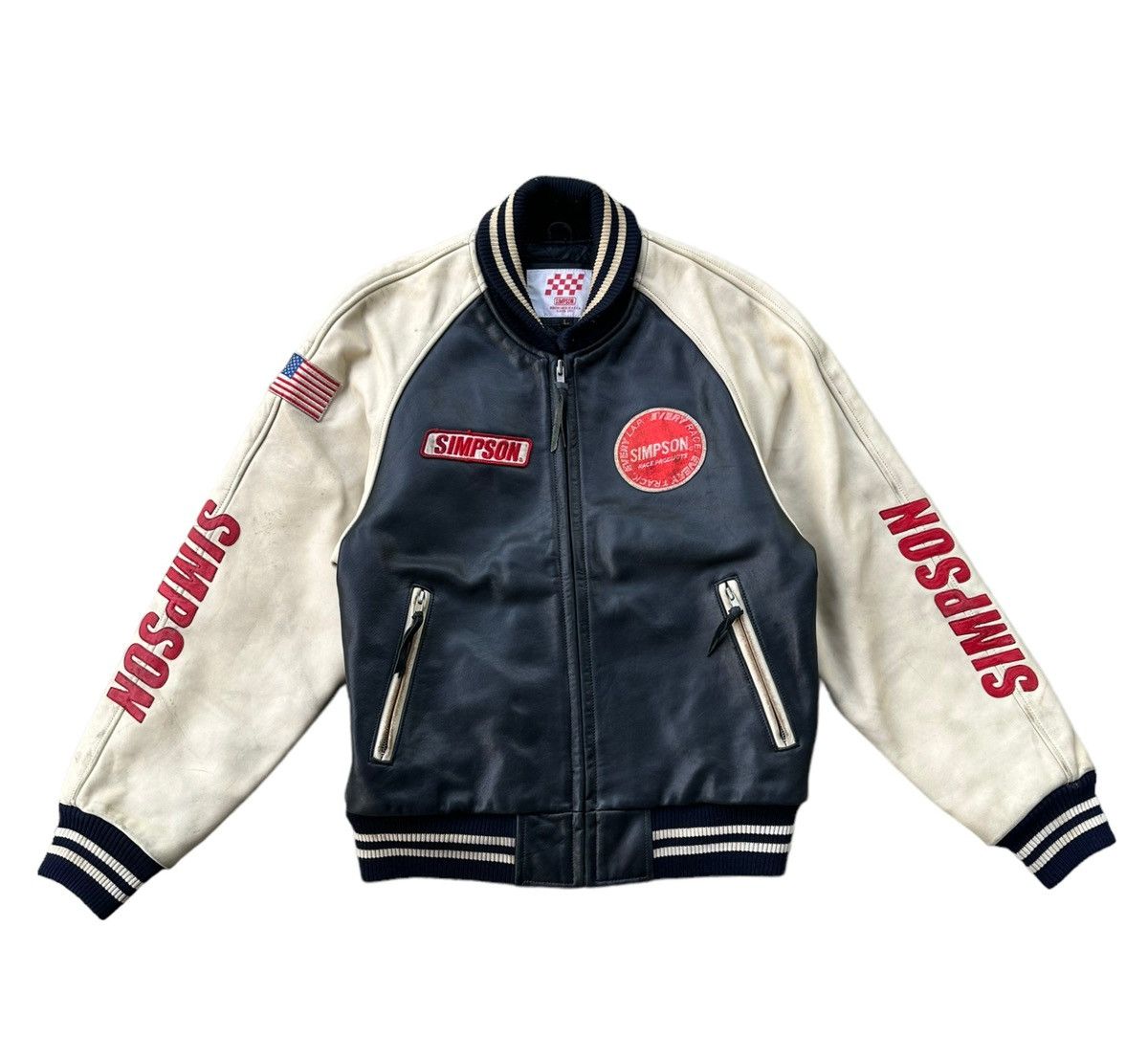 Vintage Vintage Simpson racing leather bomber jacket Size US L / EU 52-54 / 3 - 1 Thumbnail