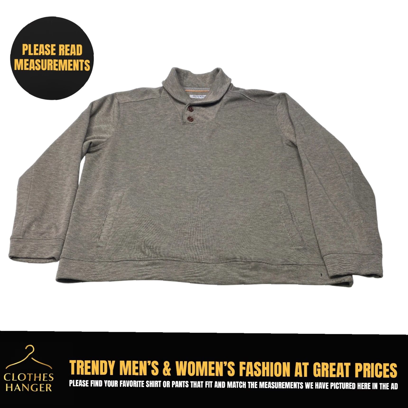 Tommy Bahama Tommy Bahama Sweater Mens XL Two Button Front Long Sleeve Pullover Grey Pockets Size US XL / EU 56 / 4 - 2 Thumbnail
