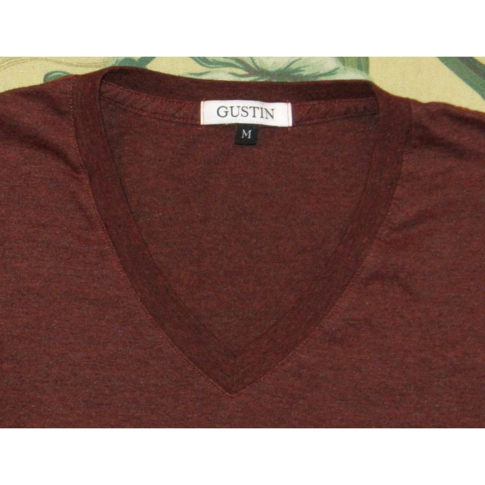 Gustin GUSTIN Rust Rayon Tri Blend Short Sleeve V Neck T Shirt Medium M Size US M / EU 48-50 / 2 - 2 Thumbnail