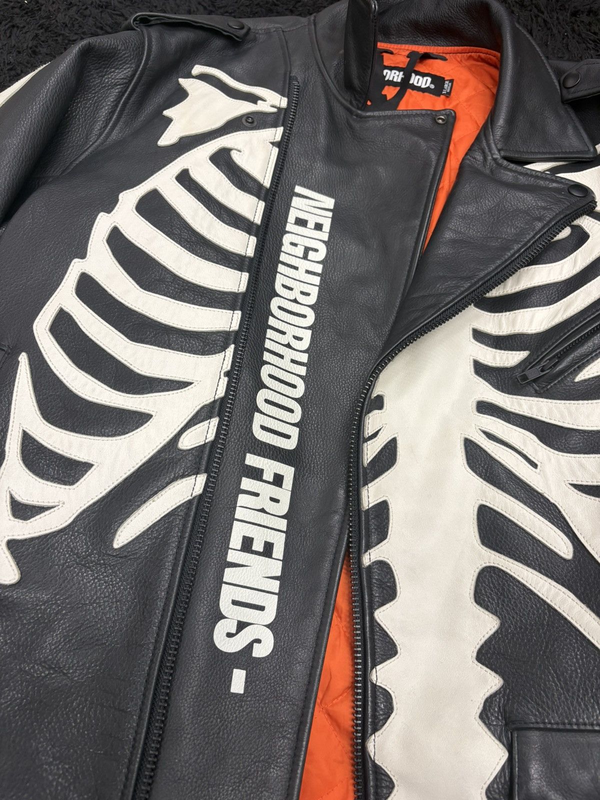 Neighborhood × Vlone Vlone X Neighborhood Leather Skeleton Biker