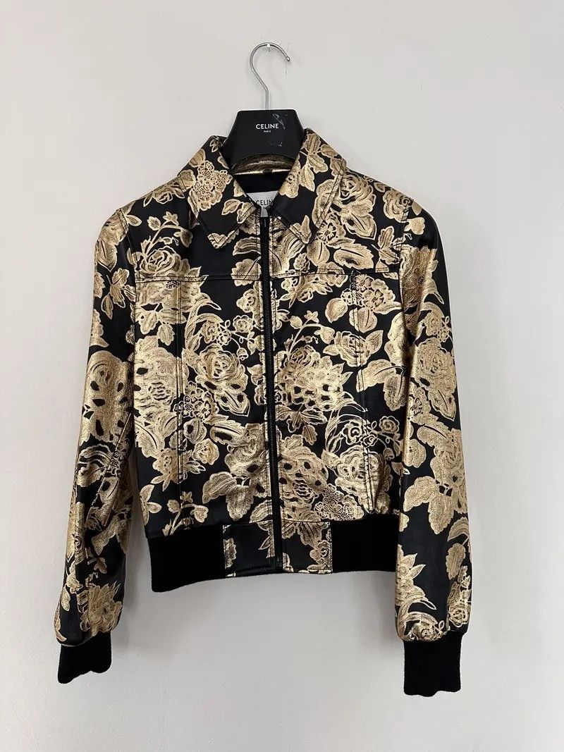 Celine × Hedi Slimane Celine Gold floral leather jacket runway Size US S / EU 44-46 / 1 - 1 Thumbnail