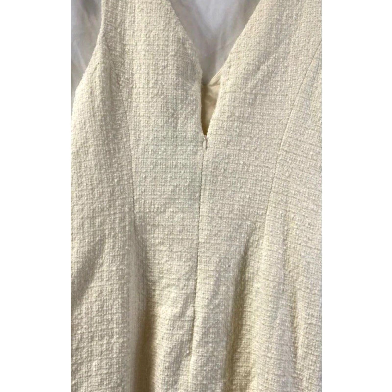Anne Klein Anne Klein Dress Women's Sheath V-Neck Sleeveless Zip Knee Length Ivory 10 Size L / US 10 / IT 46 - 3 Thumbnail