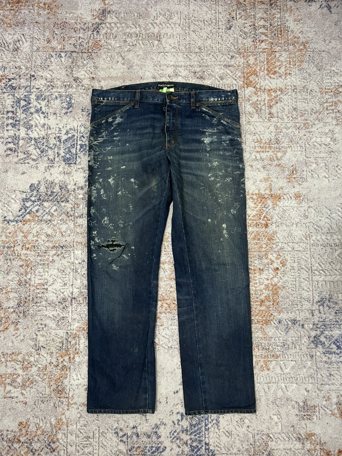 Dolce & Gabbana Dolce & Gabana Buckle Back Distressed Paint Denim Size US 34 / EU 50 - 1 Thumbnail