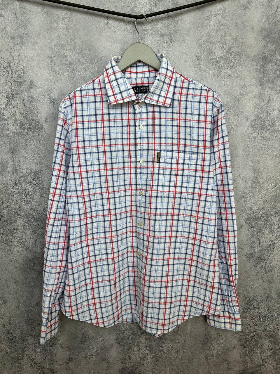Giorgio Armani Armani Jeans Vintage Check Button Up Shirt Textured Pattern Size US XL / EU 56 / 4 - 1 Thumbnail