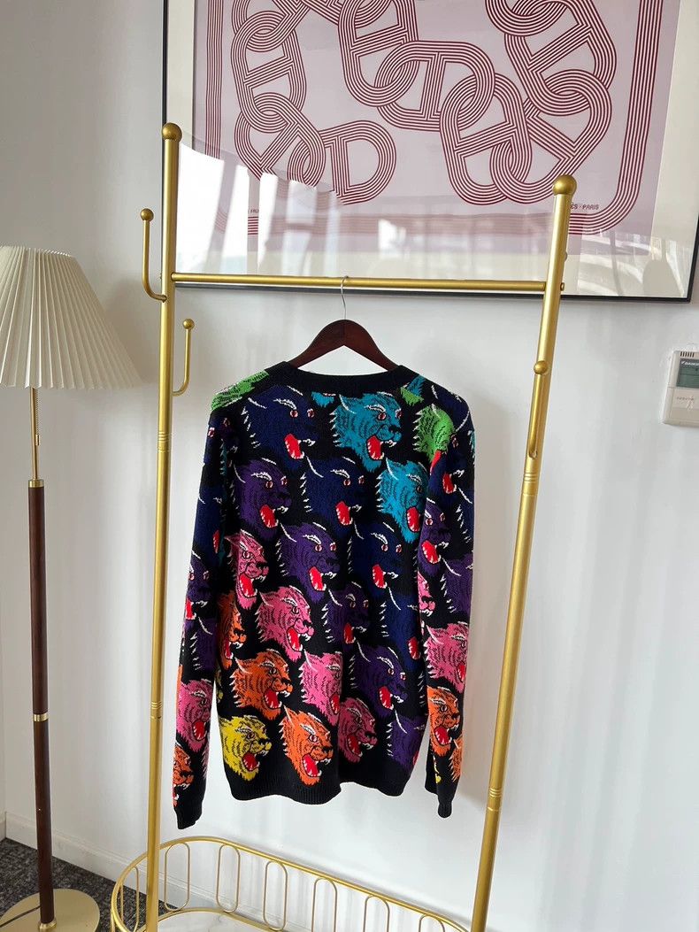 Gucci Gucci Multi-color pattern printed wool V-neck long-sleeved Size US L / EU 52-54 / 3 - 2 Thumbnail