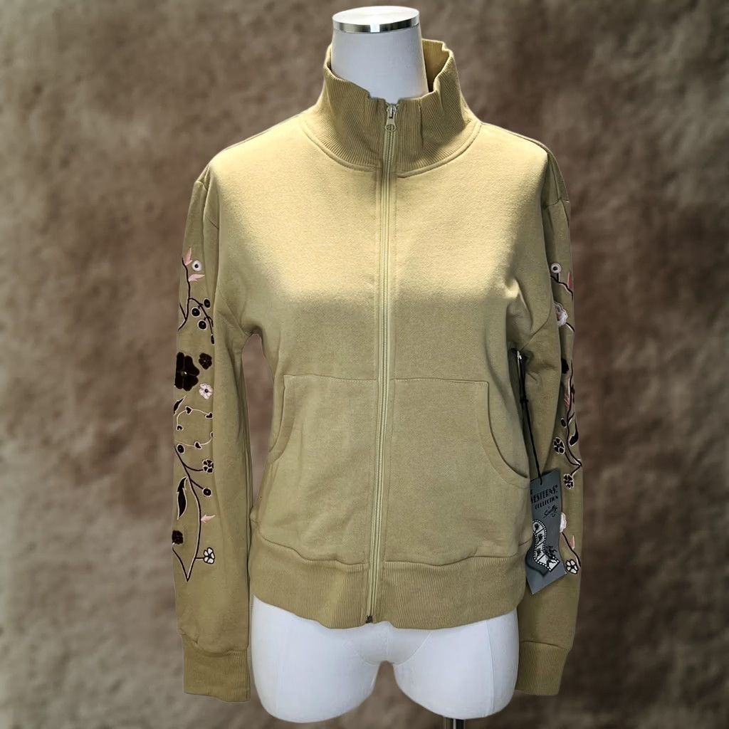 Scully Scully Jacket Womens Medium Khaki Floral Embroidered Zip Up Westerns Collection Cotton Jacket/Sweater? (Note: This needs correction) Size M / US 6-8 / IT 42-44 - 1 Thumbnail