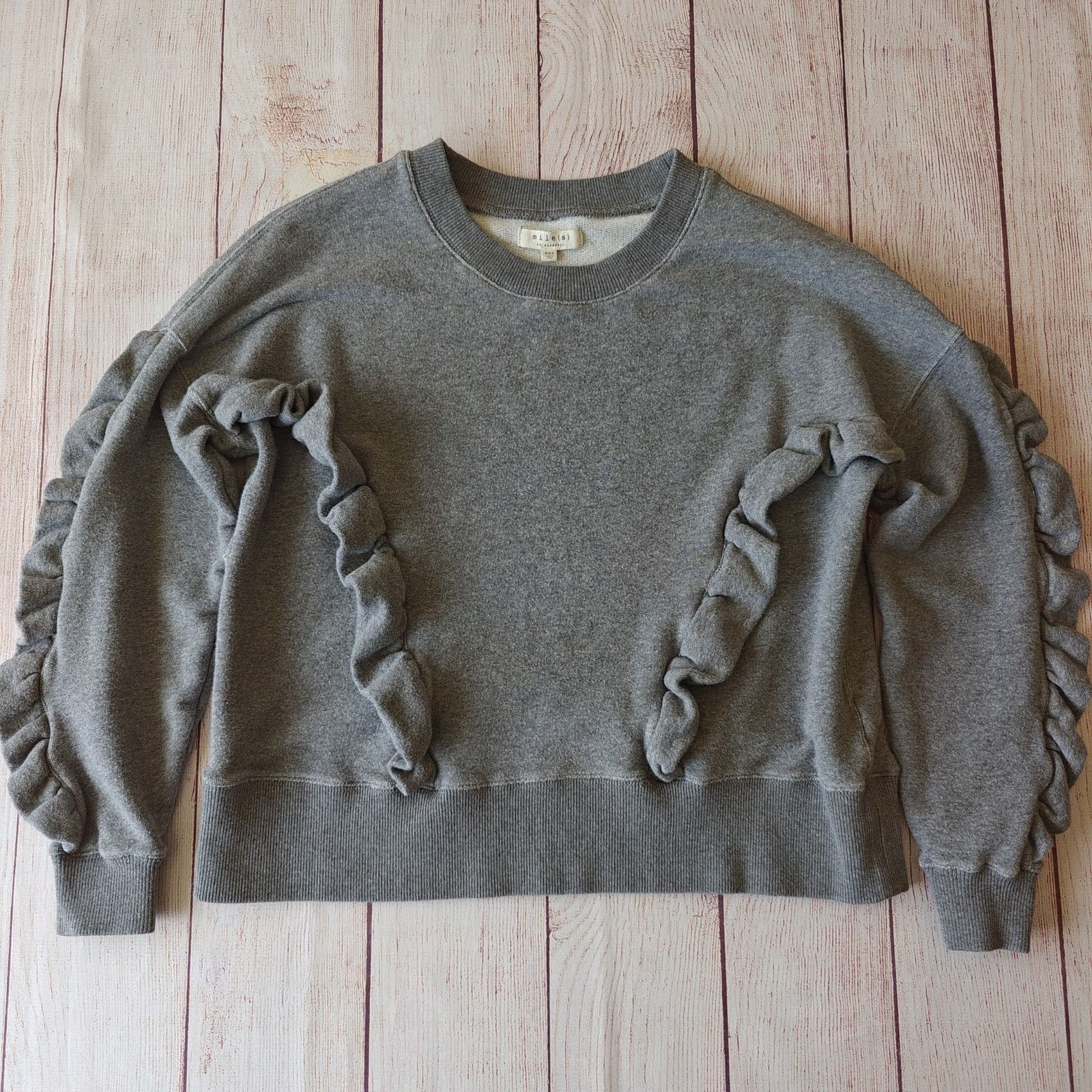 Madewell Mile(s) ruffle oversized crew neck drop shoulder sweatshirt Size XXS / US 00 / IT 34 - 5 Thumbnail