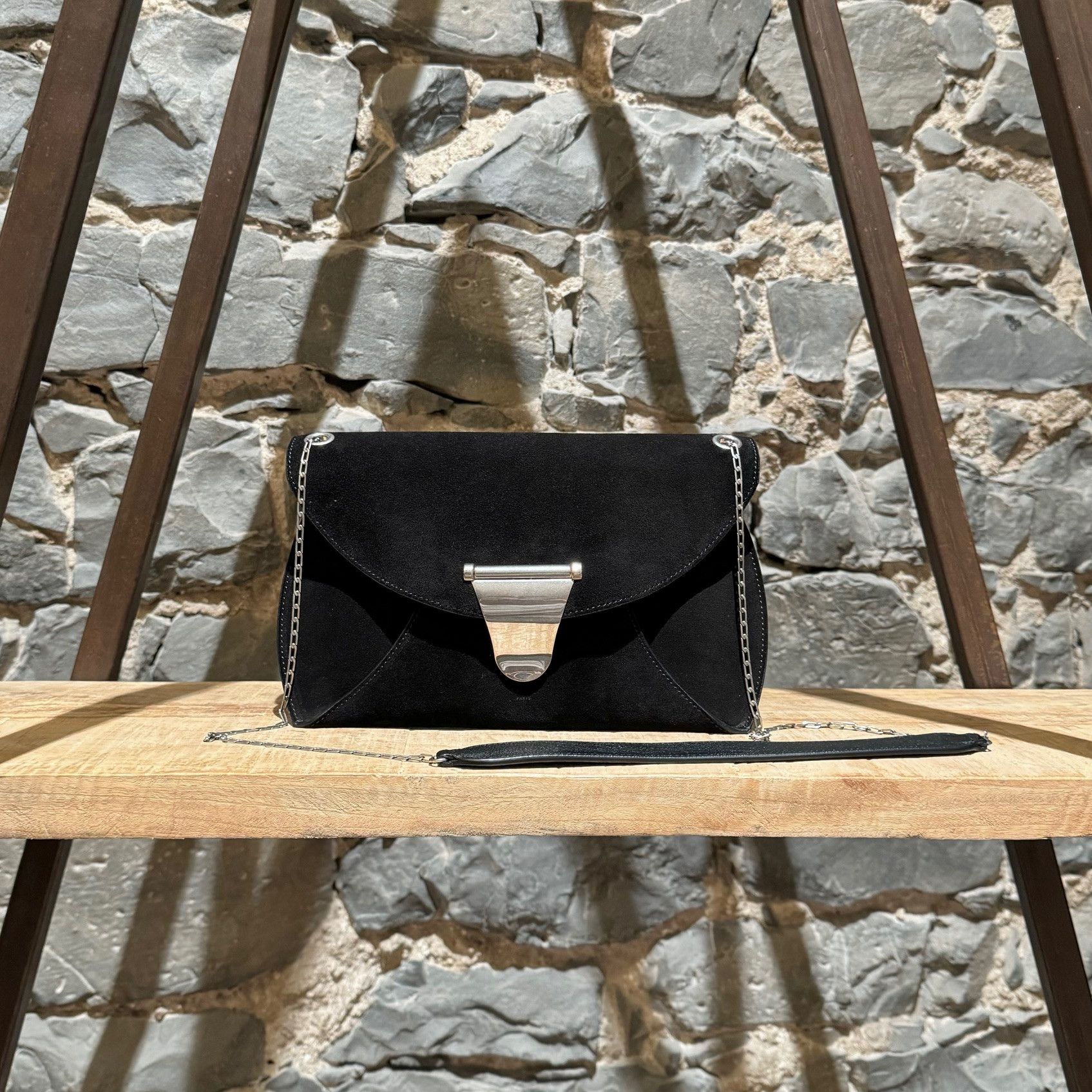 Celine Céline 2016 Black Suede Envelope Clutch Chain Bag Size ONE SIZE - 1 Thumbnail