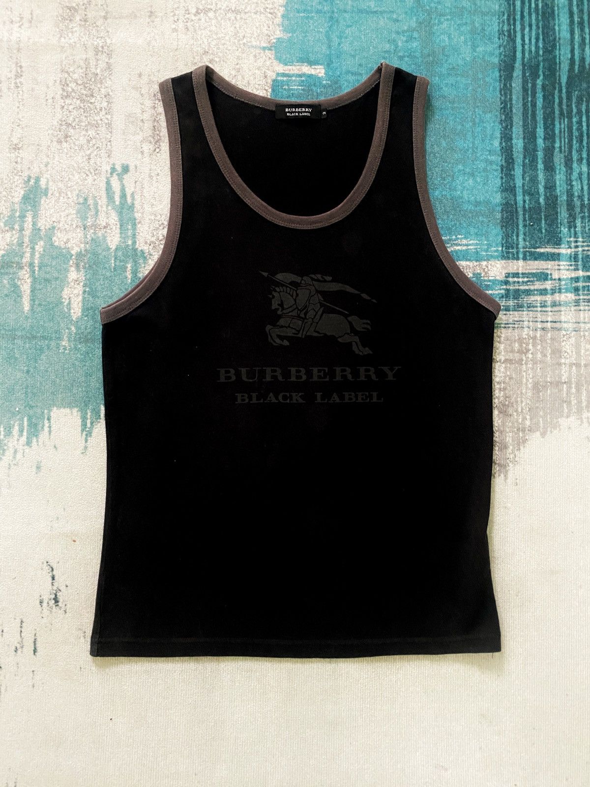 BURBERRY BLACK LABEL logo tank top Festival Cotton Blend