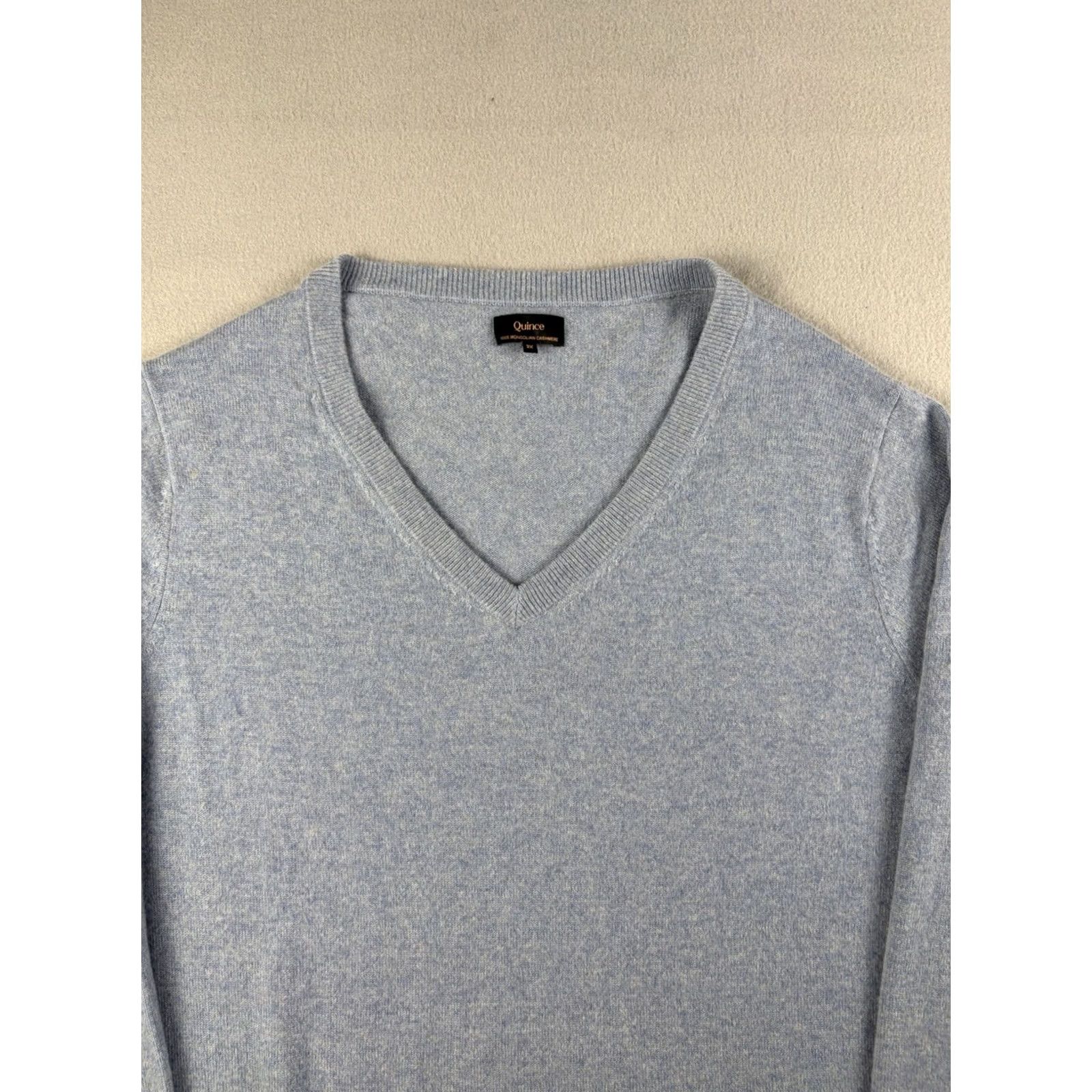 Quince Quince Sweater Men 3XL Blue Cashmere V-Neck Knit Pullover Casual Solid Tight-Knit Size US XXL / EU 58 / 5 - 2 Thumbnail