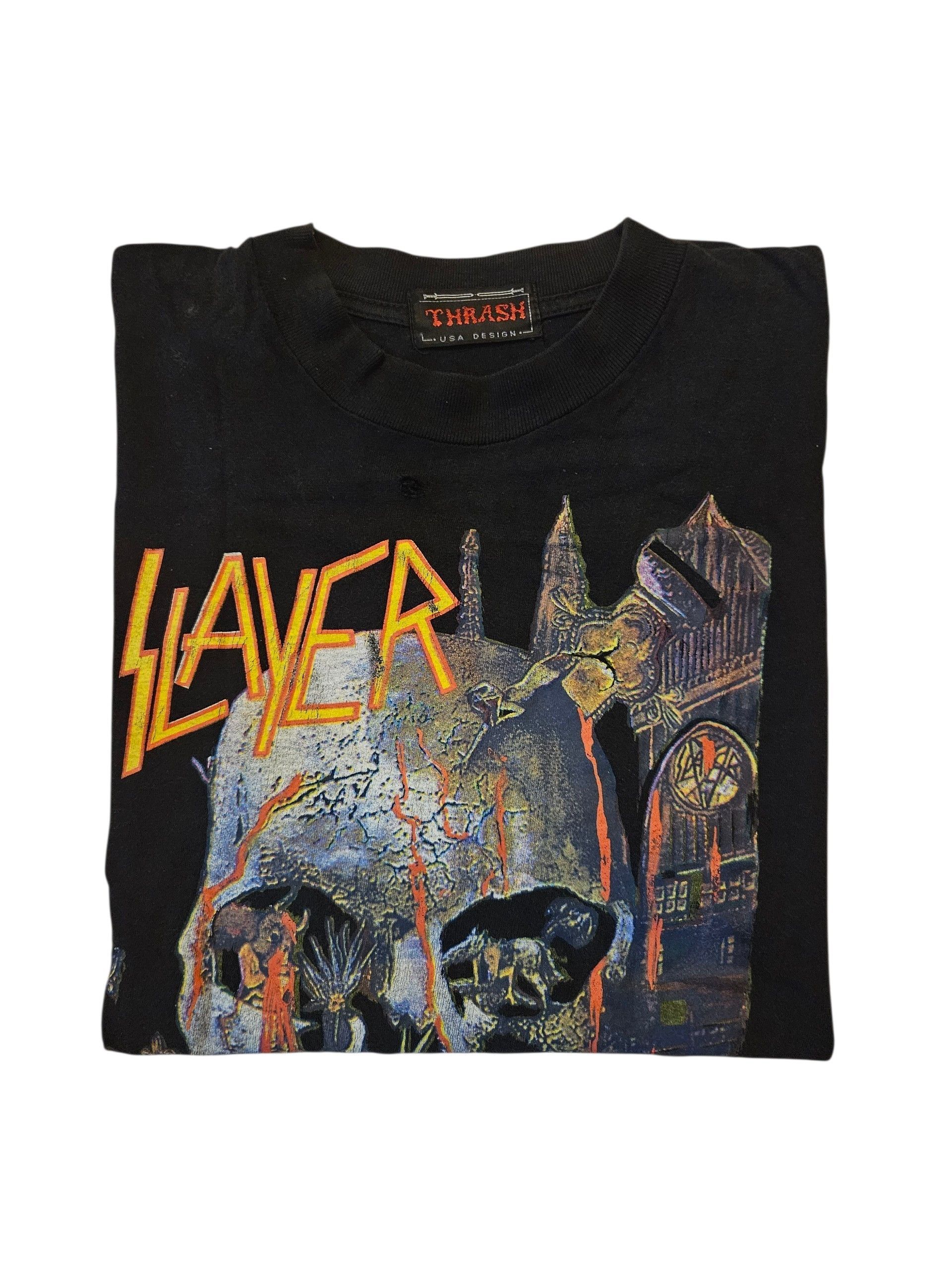 Vintage Vintage Distress Bootleg Slayer Band Tshirt Size US L / EU 52-54 / 3 - 7 Thumbnail