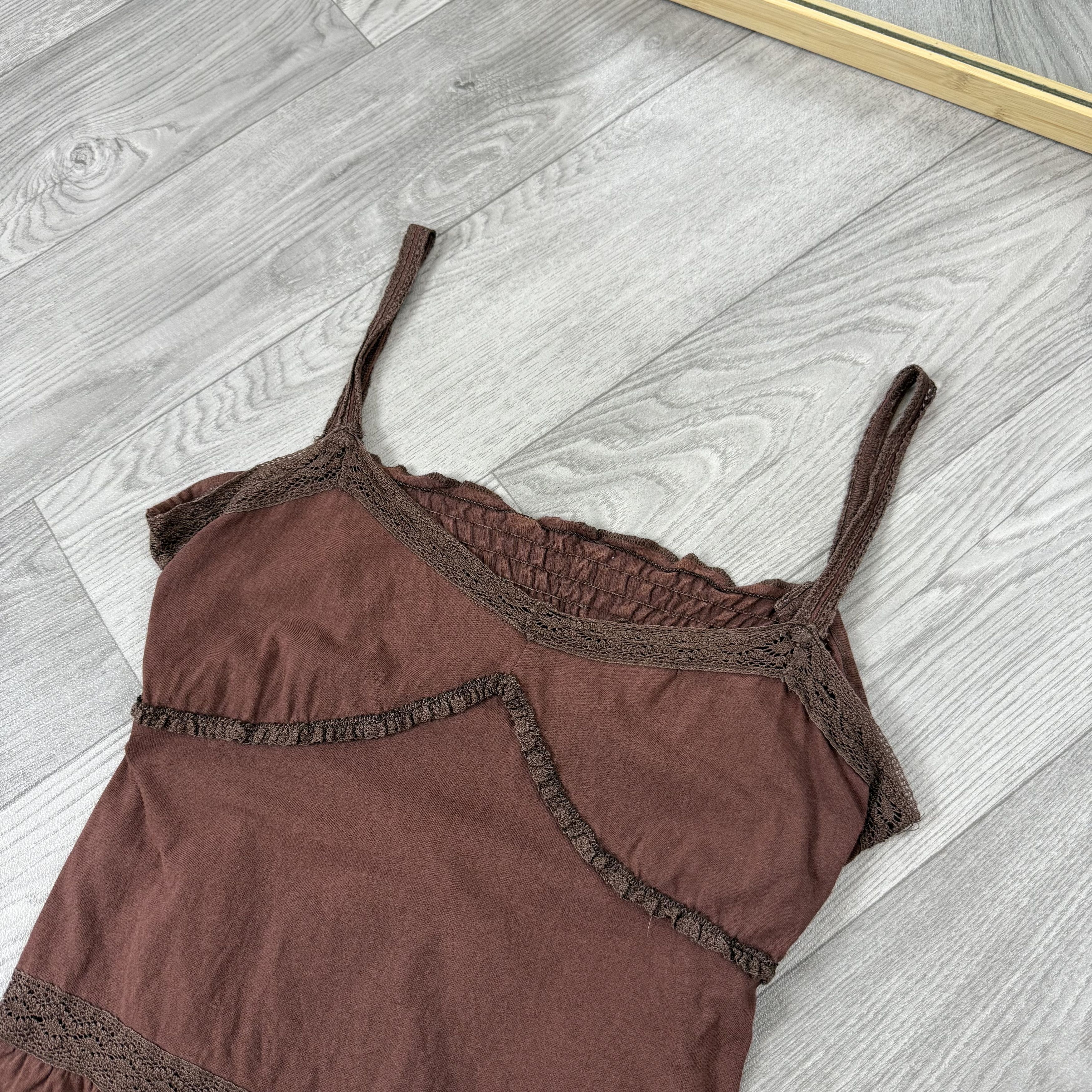 Vintage Vintage 00s Grunge Brown Tank Sleeveless Crop Top Size L / US 10 / IT 46 - 6 Thumbnail