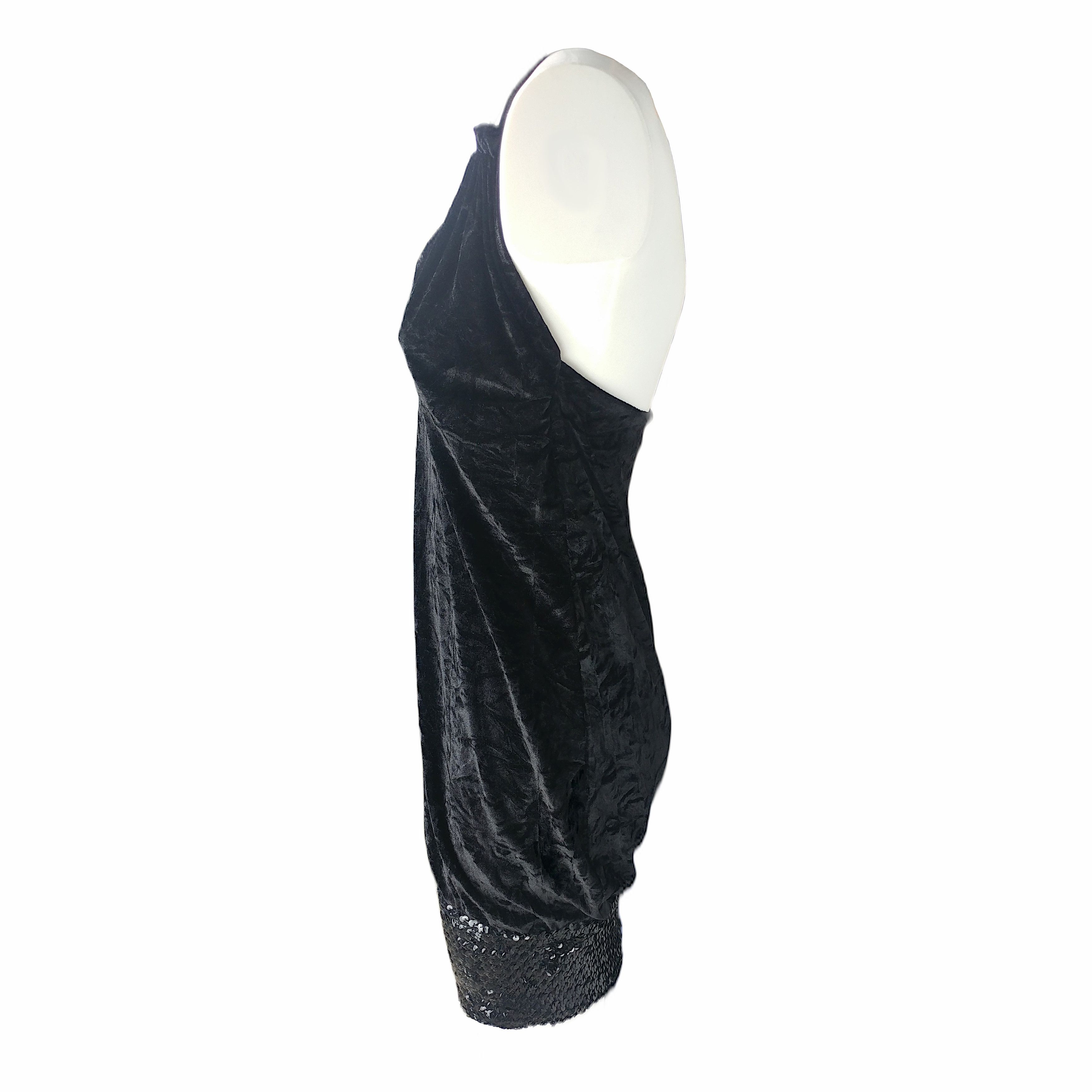 Versace Jeans Couture Y2K Deadstock Black Crushed Velvet Dress Size M / US 6-8 / IT 42-44 - 4 Thumbnail