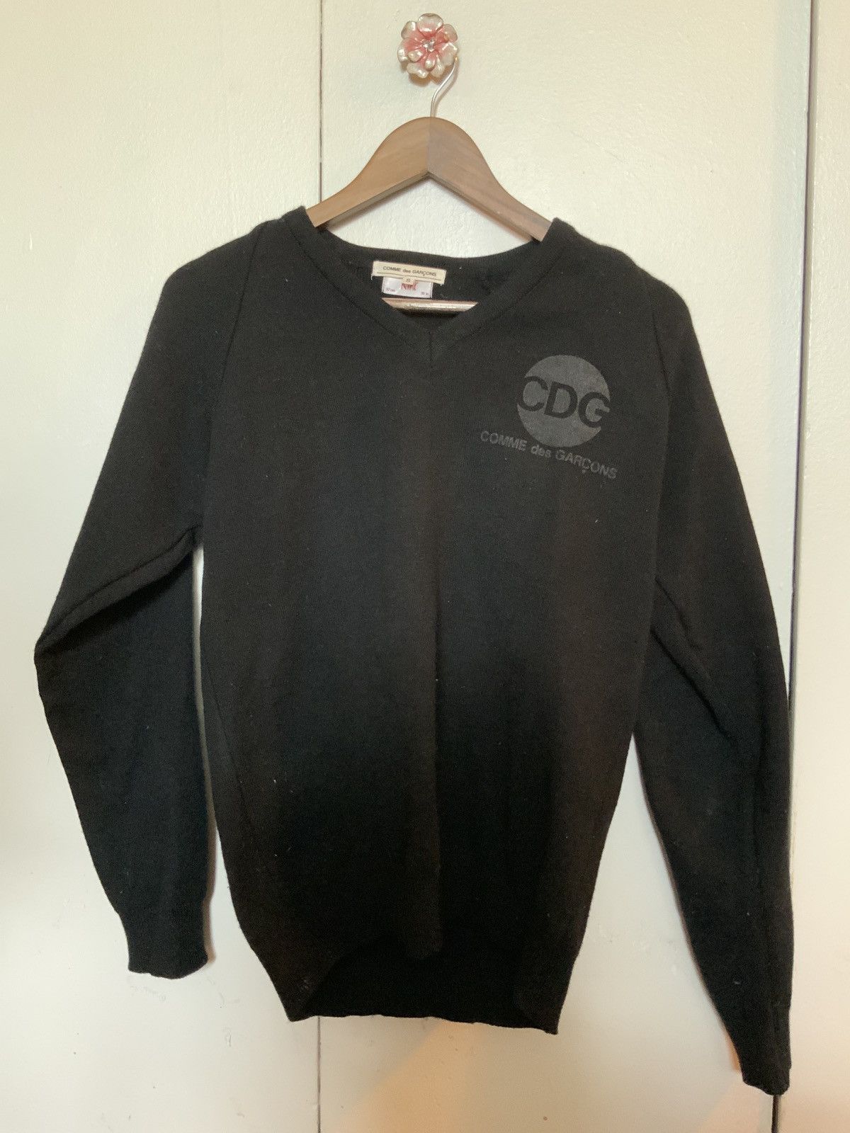 Comme Des Garçons Charles Kirk V-Neck Knit Sweater Small