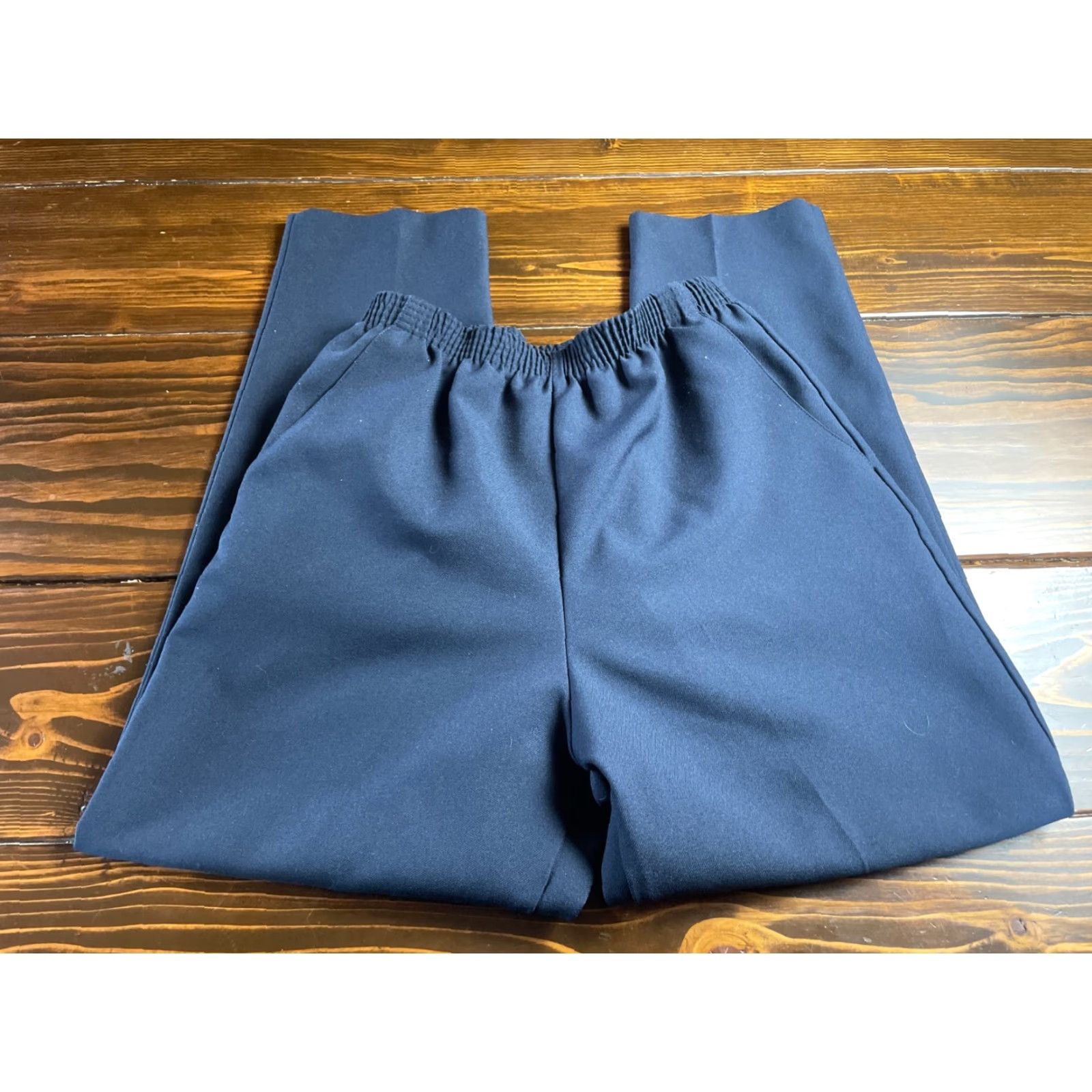 Vintage Donnkenny Dress Pants Women's 16 Navy Blue Pull On Straight Leg Pants Regular Fit Size 38" / US 16 / IT 52 - 2 Thumbnail