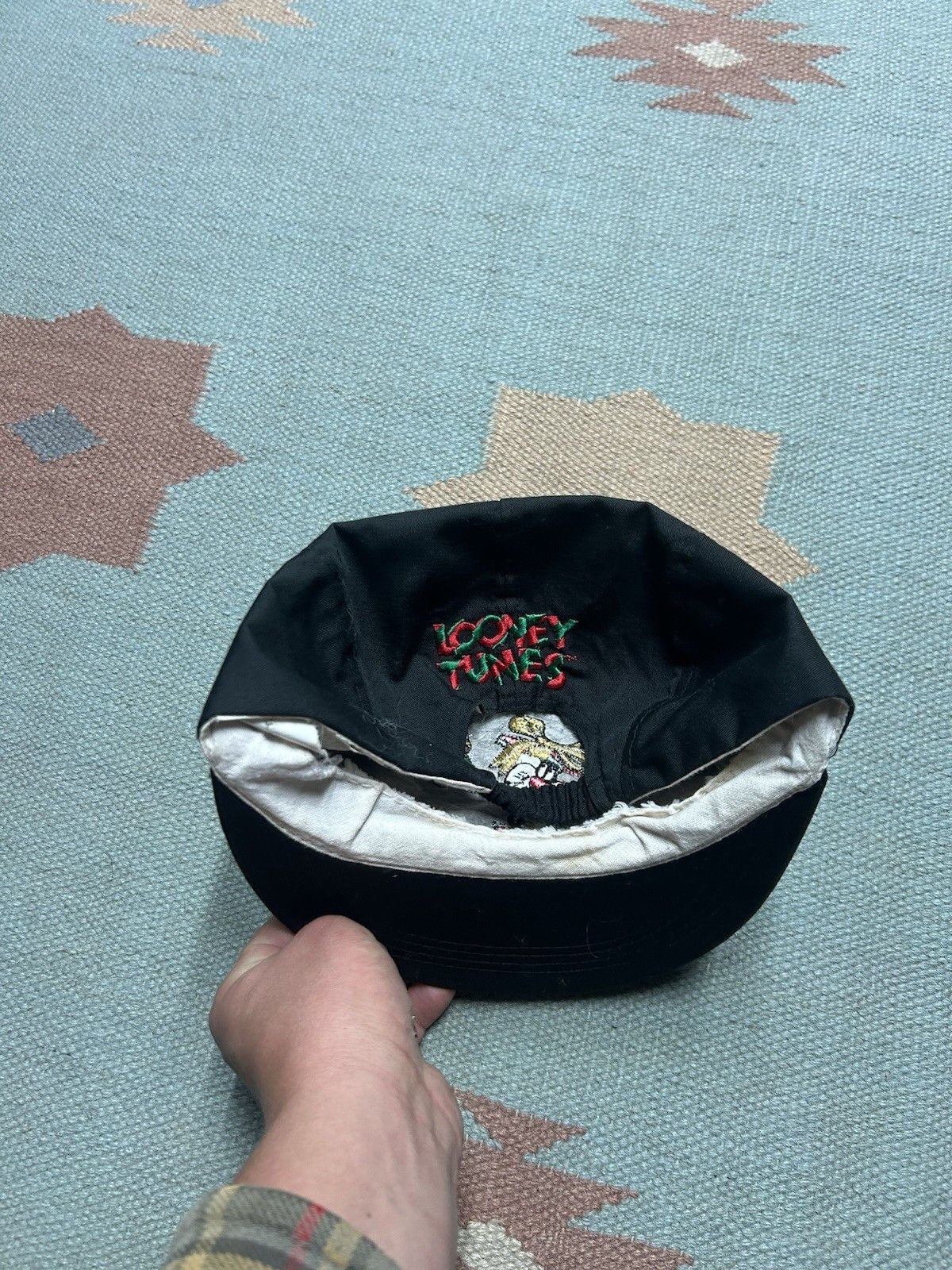 Vintage Vtg looney tunes 5 panel hat cap Christmas Sylvester tweety Size ONE SIZE - 4 Thumbnail
