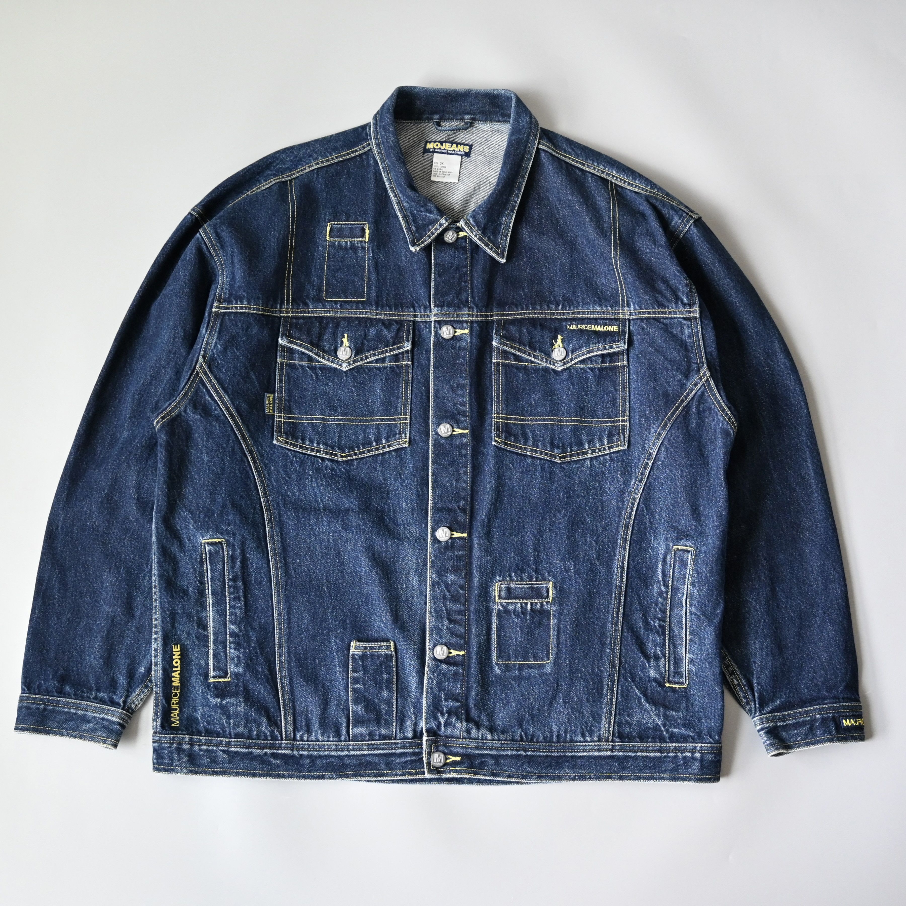 Vintage VTG MO JEANS by Maurice Malone reflective logo denim trucker Size US XXL / EU 58 / 5 - 2 Thumbnail