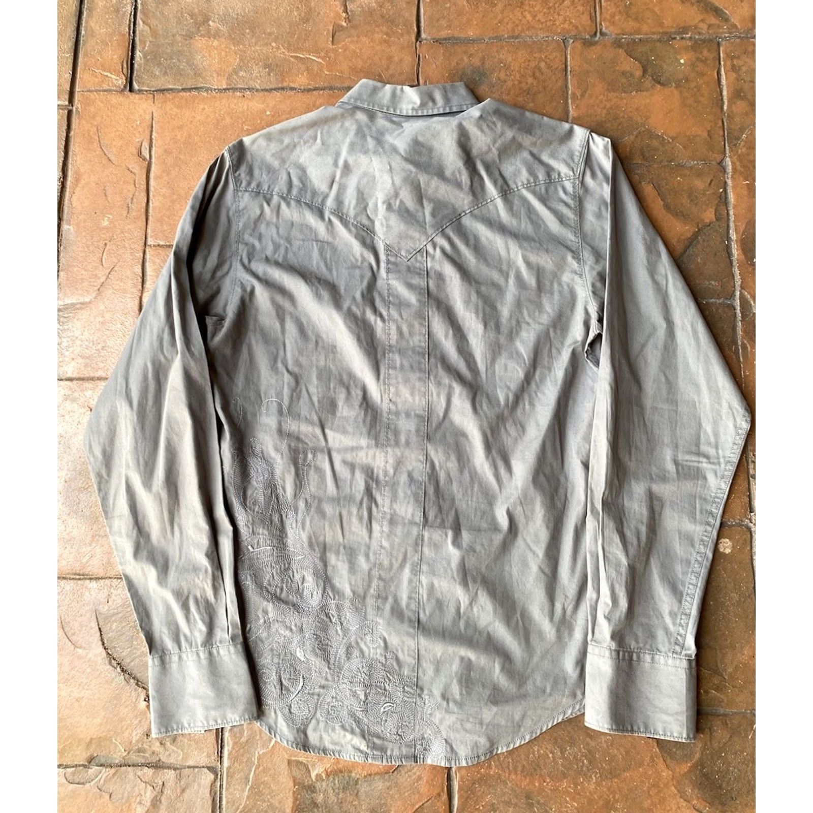 Vintage VINTAGE Monarchy Shirt Snap Long Sleeve Button-Up Collared Gray M Embroidered Grunge Y2K Western Streetwear Mens Size US M / EU 48-50 / 2 - 3 Thumbnail