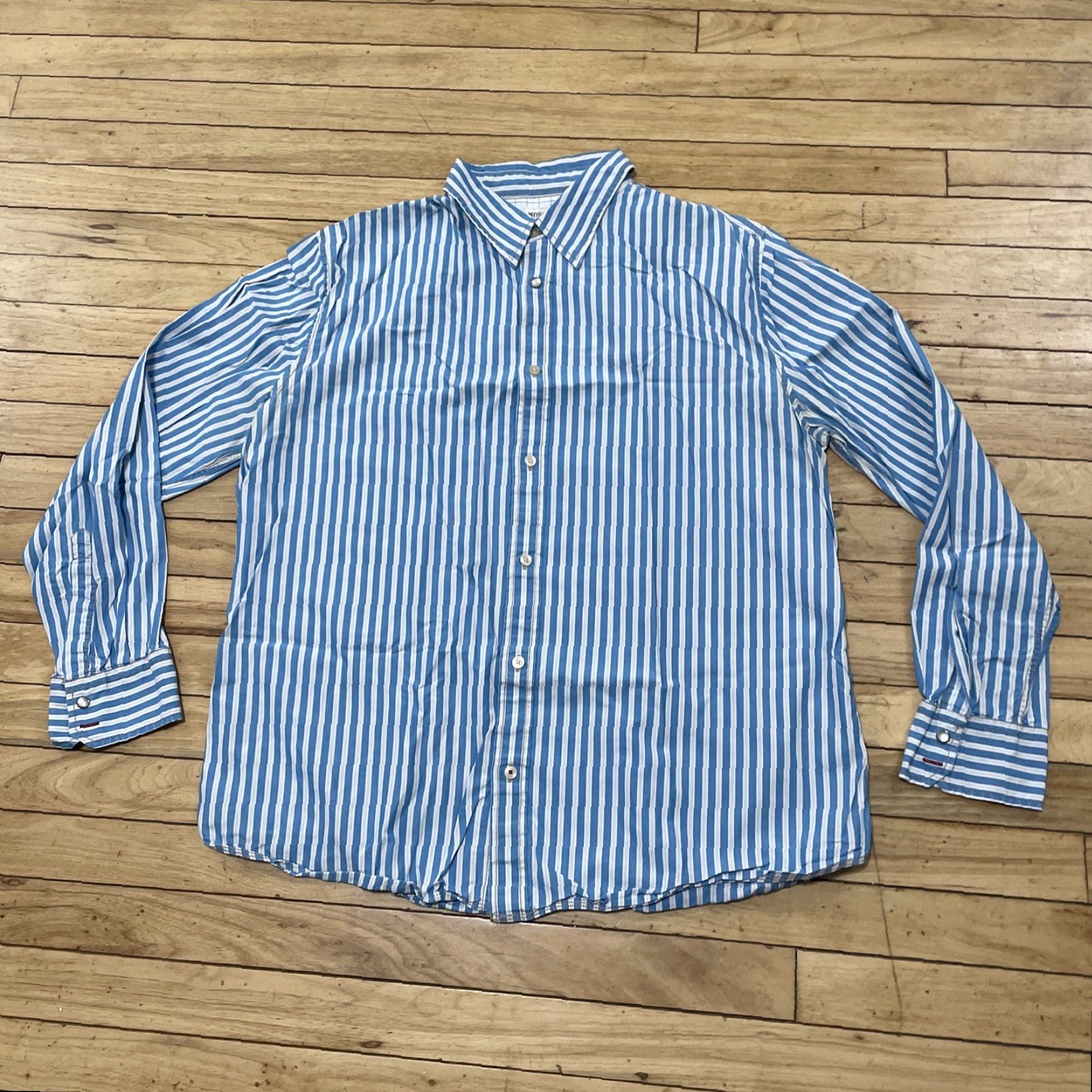 Mossimo Mossimo Supply Co Button-Up Shirt Men XL Athletic Blue Vertical Stripe Vintage Y2k Western Preppy Casual Button Front Size US XL / EU 56 / 4 - 2 Thumbnail