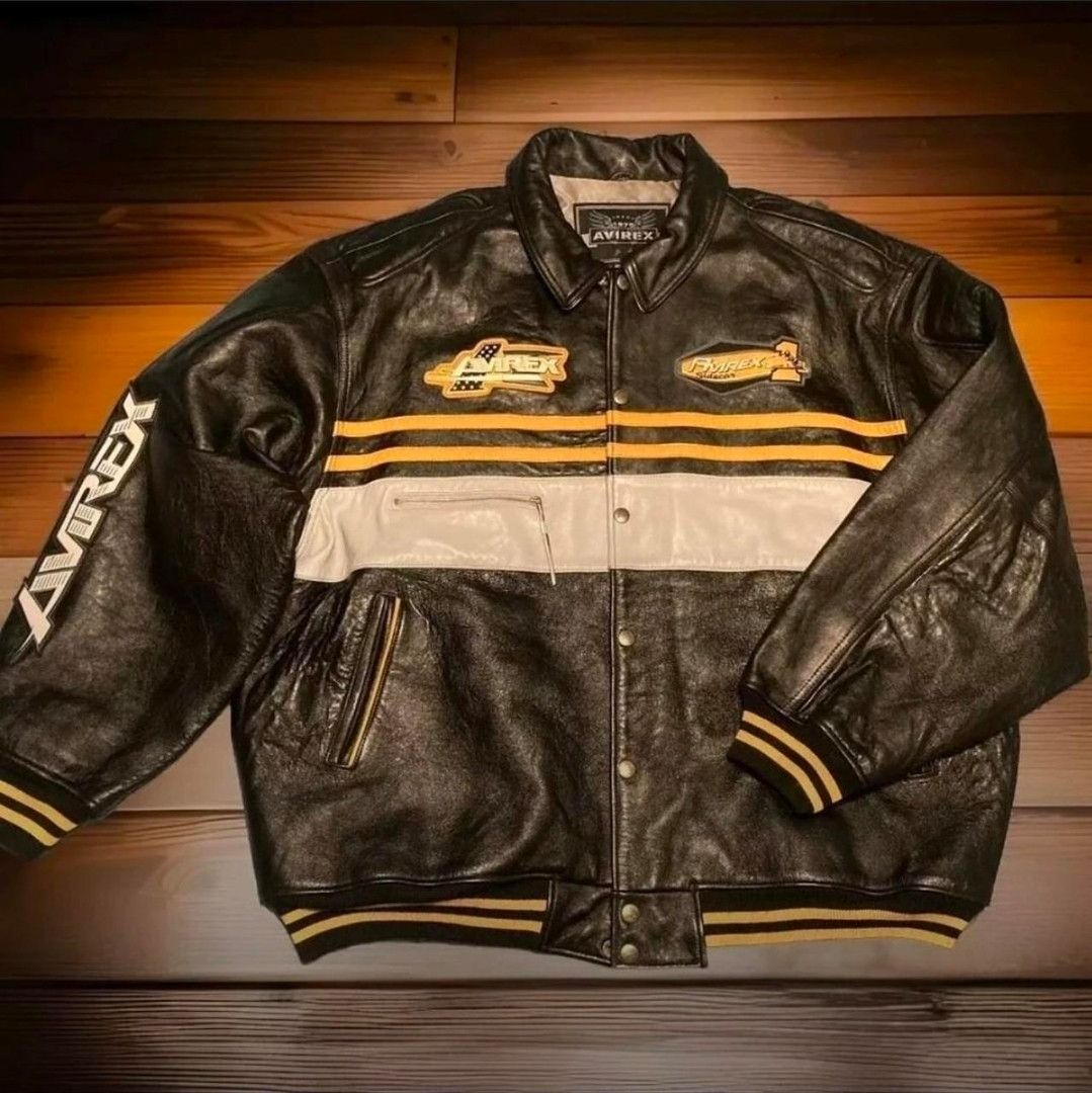 Avirex Rare Vintage Avirex Black Leather Racing Bomber 4XL Size US XXL / EU 58 / 5 - 1 Thumbnail